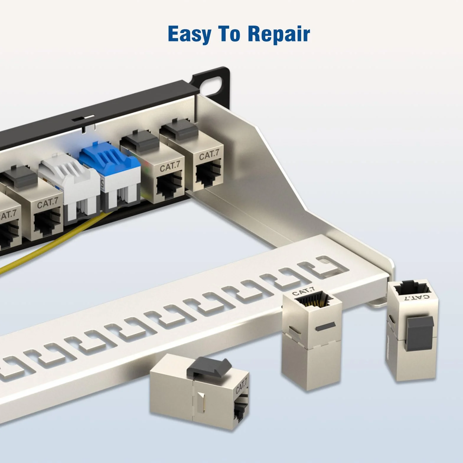 FGB 10 Gbps 1U 12 portów, panel krosowy Cat7, montowany w stelażu, panel krosowy RJ45, ekranowany łącznik Keystone z listwą tylną, okablowanie 1U Inline Keystone, do przełączników sieciowych Gigabit