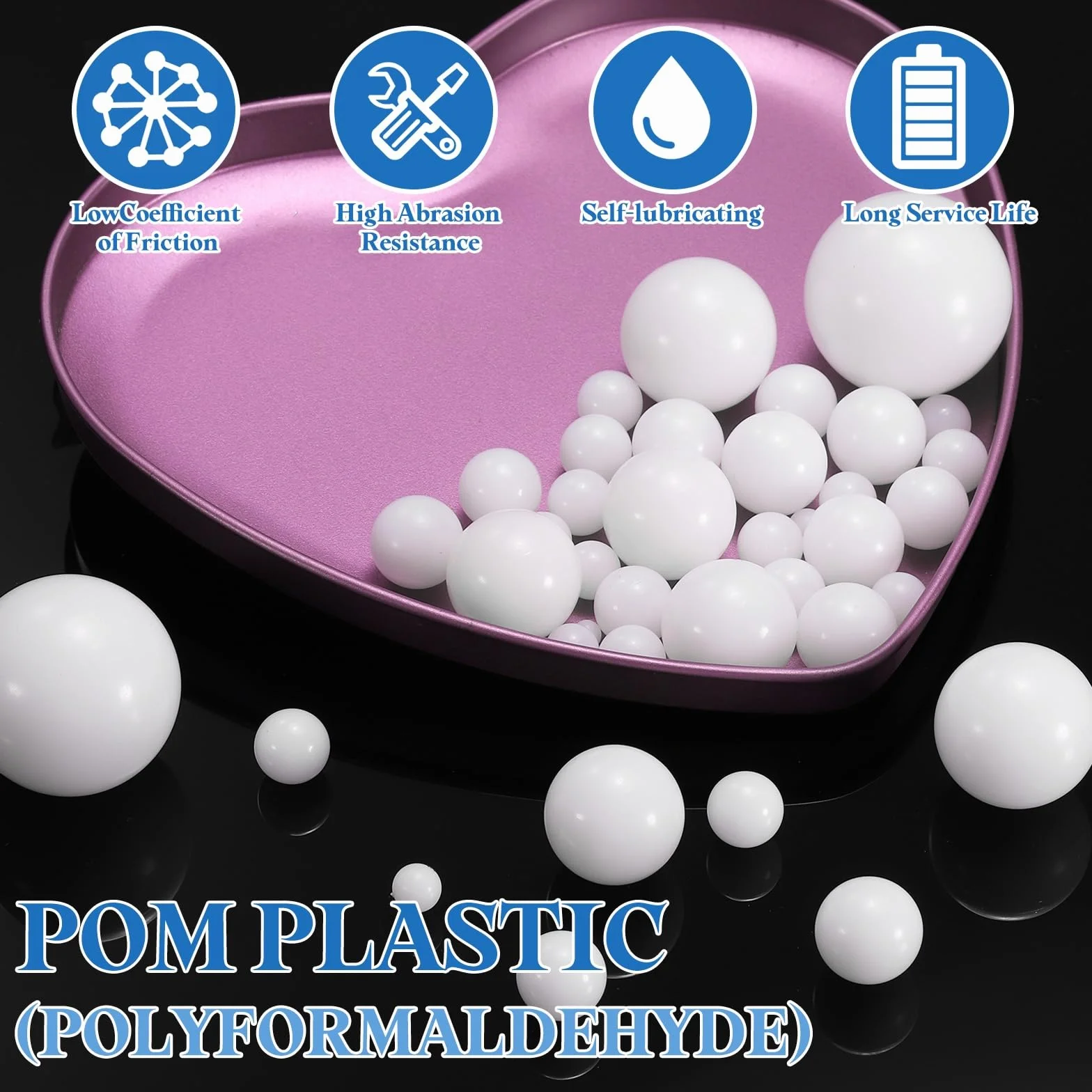 QUARKZMAN 100 szt. POM Łożyska Kulki 8mm Pełne Plastikowe Kulki, Precyzyjne Kulki POM