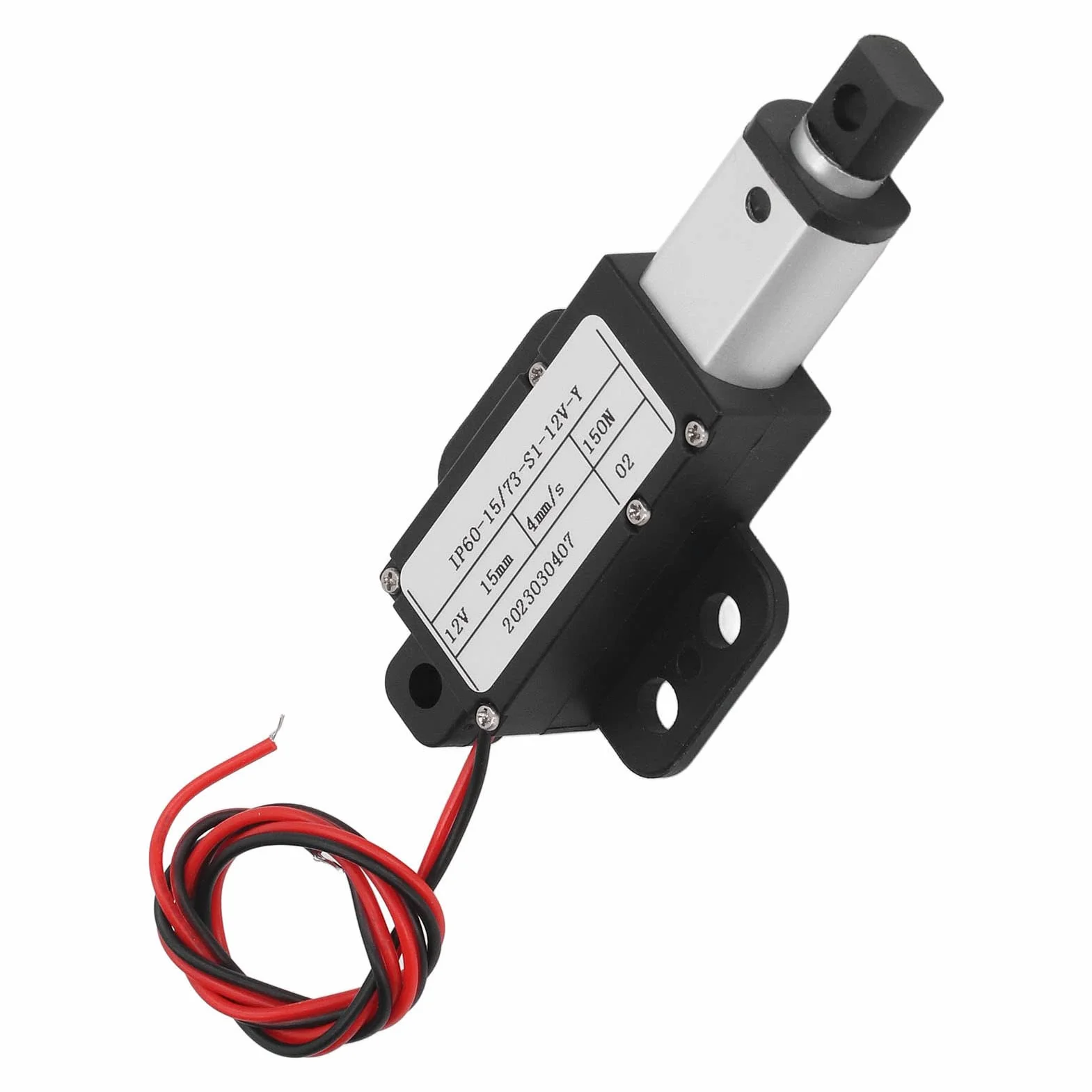 Elektryczny Mikro Siłownik Liniowy 12V DC 150N Skok 0,59 z Uchwytem Montażowym