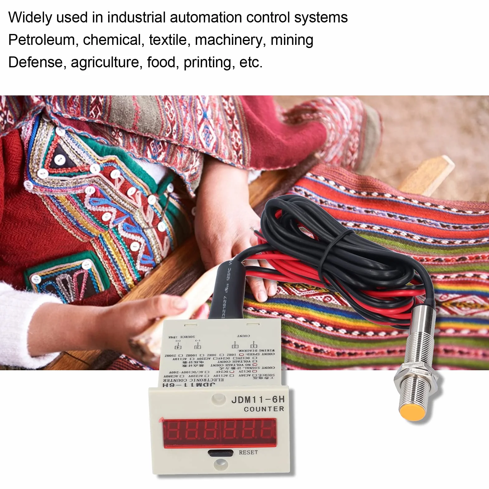 Cyfrowy licznik wyświetlacza, kontakt poziomu czujnika Magnetyczny metalowy obiekt Ciągła praca Przemysłowy panel zliczający Reset JDM11-6H(DC12-24V)