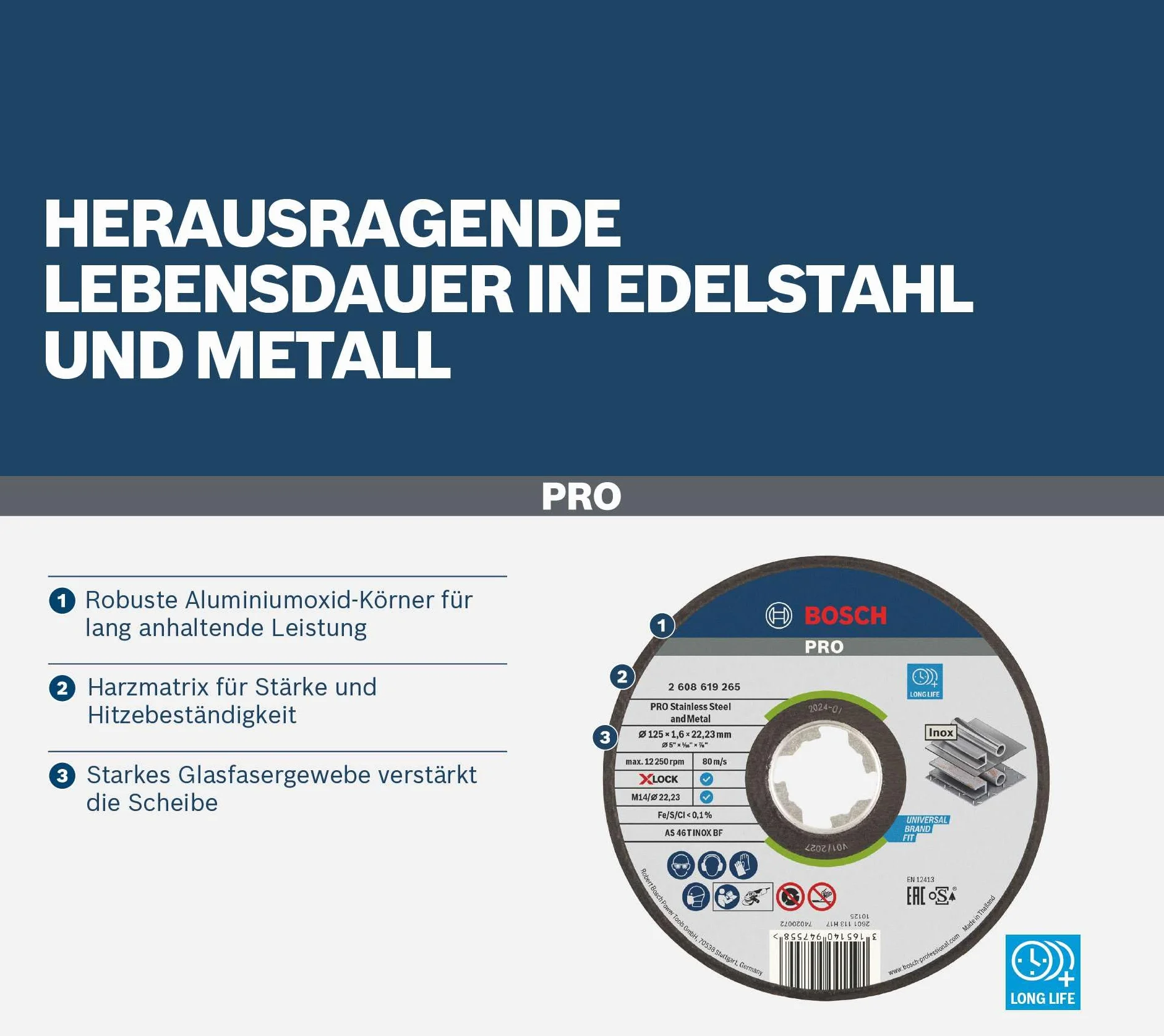 Bosch Tarcza do cięcia Inox X-LOCK Ø 125 mm do stali nierdzewnej