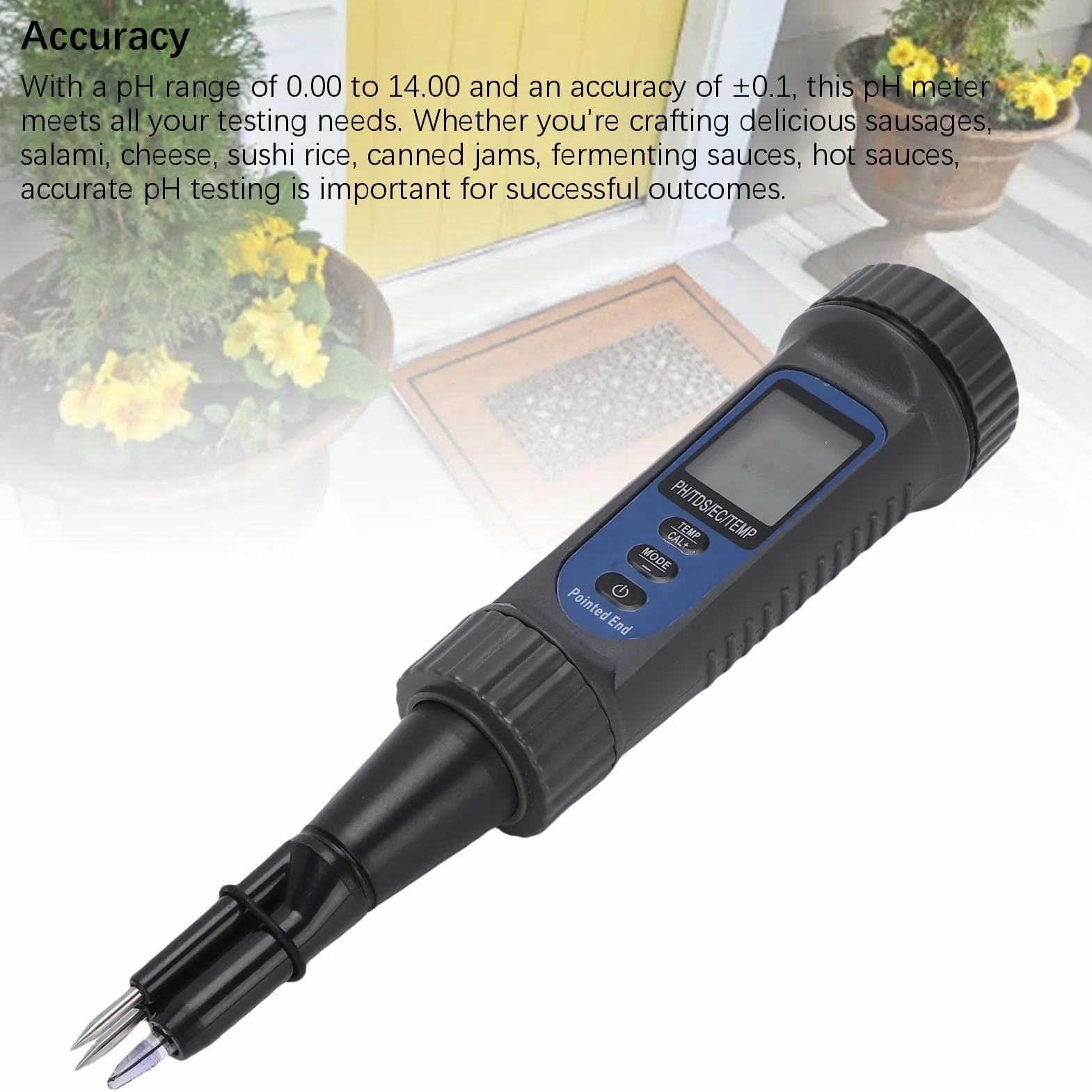 Ejoyous Miernik PH 4 w 1 z TDS EC, Tester PH do żywności, serów, owoców, warzyw