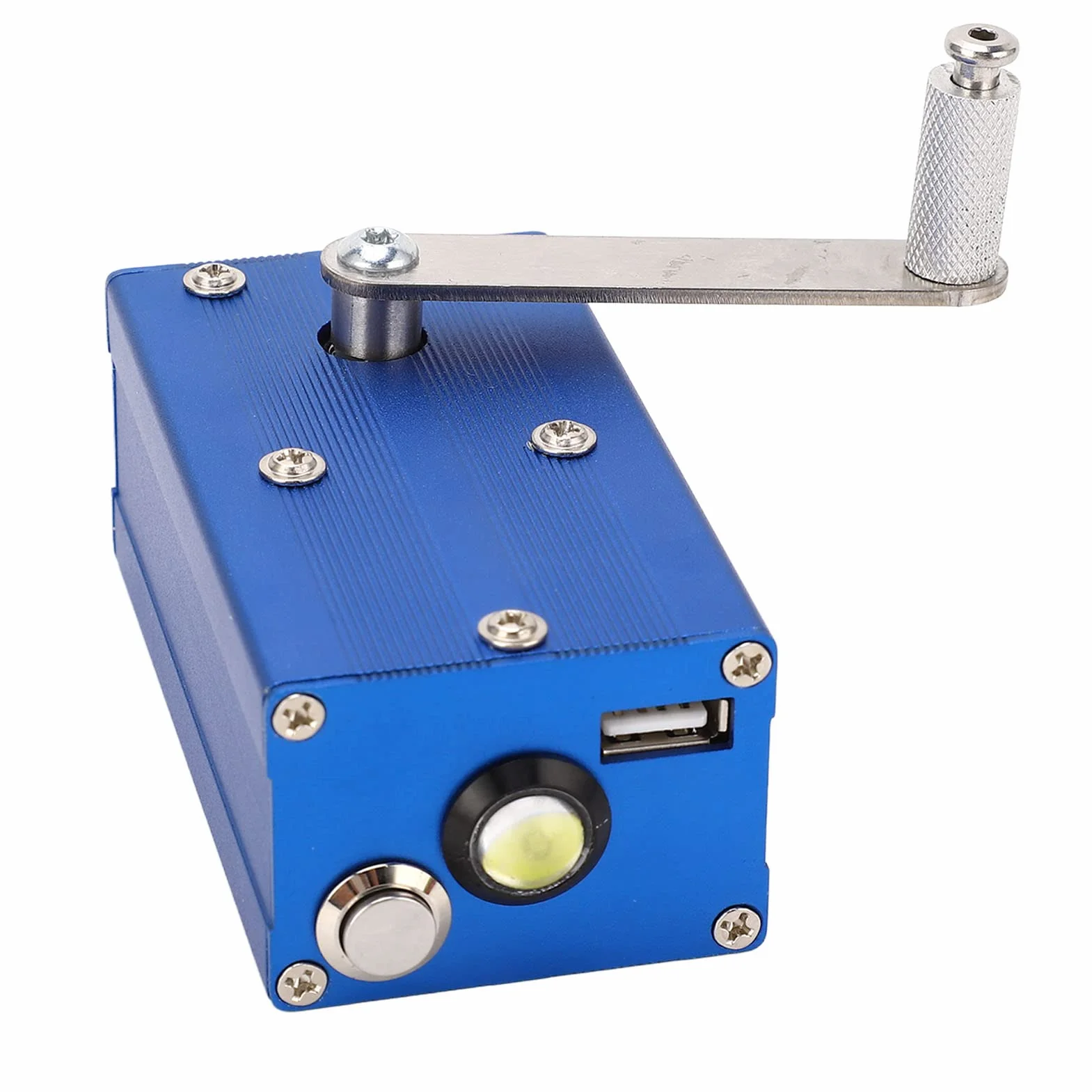 Generator Ręczny Korbowy 3W-4W, Przenośny Power Bank z Światłem COB, Stop Aluminium