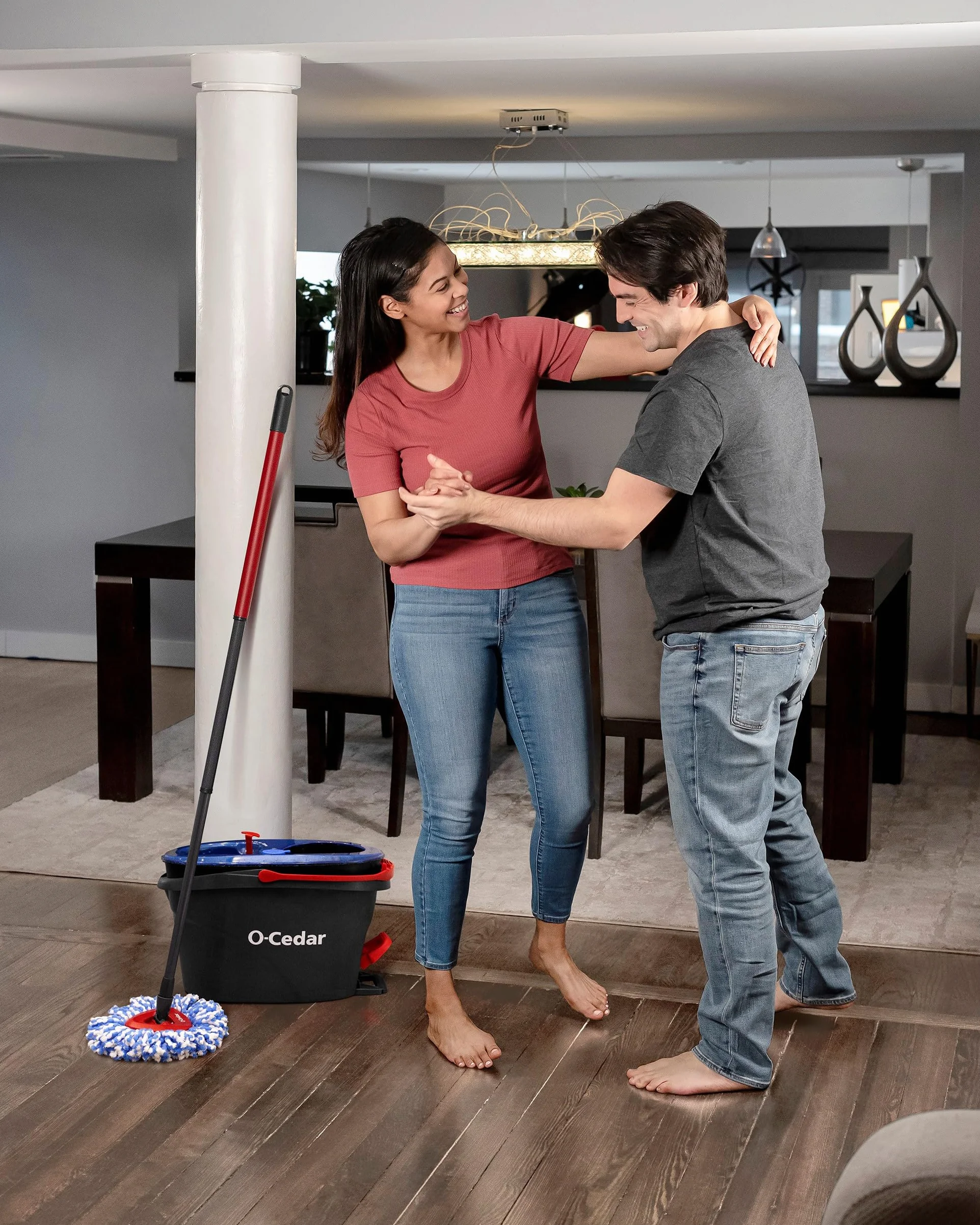 O-Cedar RinseClean Spin Mop & Bucket System + 1 dodatkowa głowica mopa | Czyść czystą wodą | Usuwa 99% bakterii