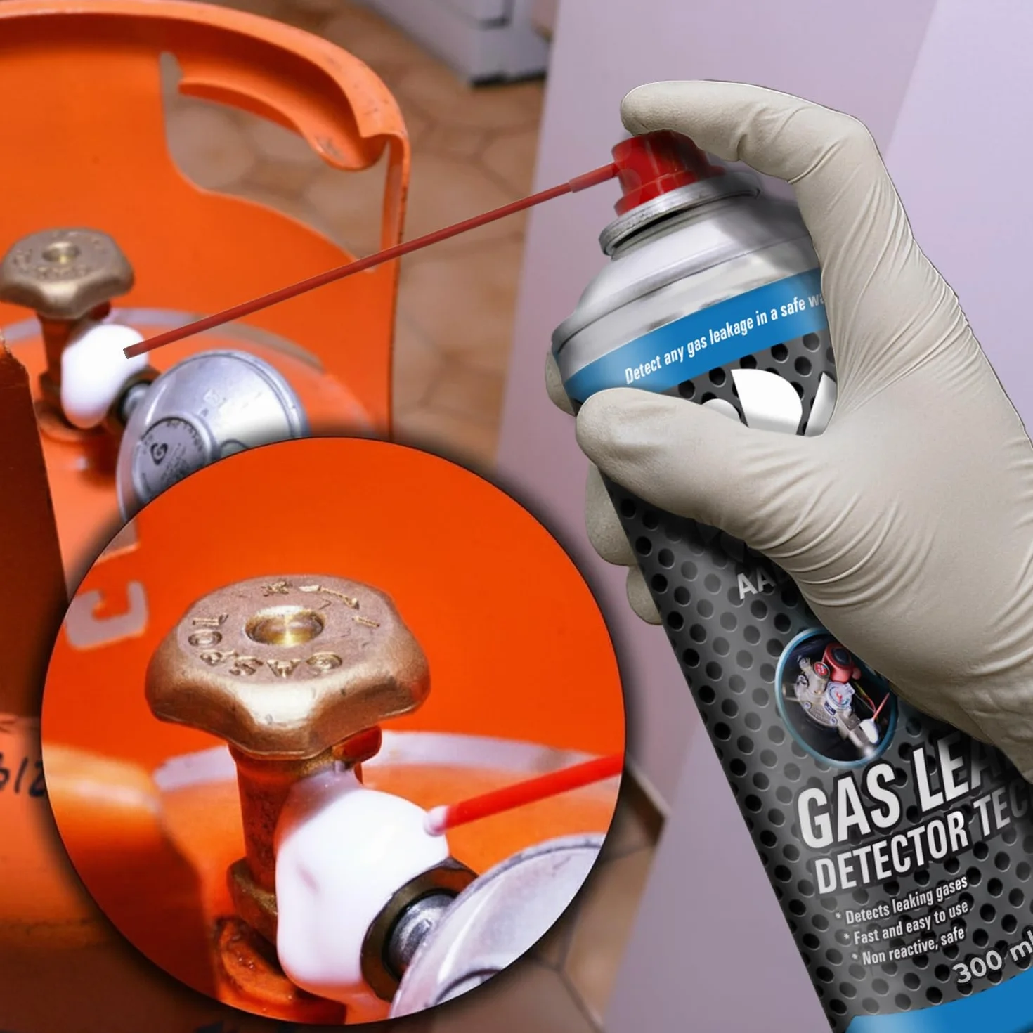 AABCOOLING Detektor Nieszczelności 300ml - Tester Szczelności Instalacji LPG/CNG w Samochodzie - Profesjonalny Wykrywacz Wycieków Klimatyzacji, Opon i Przewodów Pneumatycznych, Niepalna Pianka