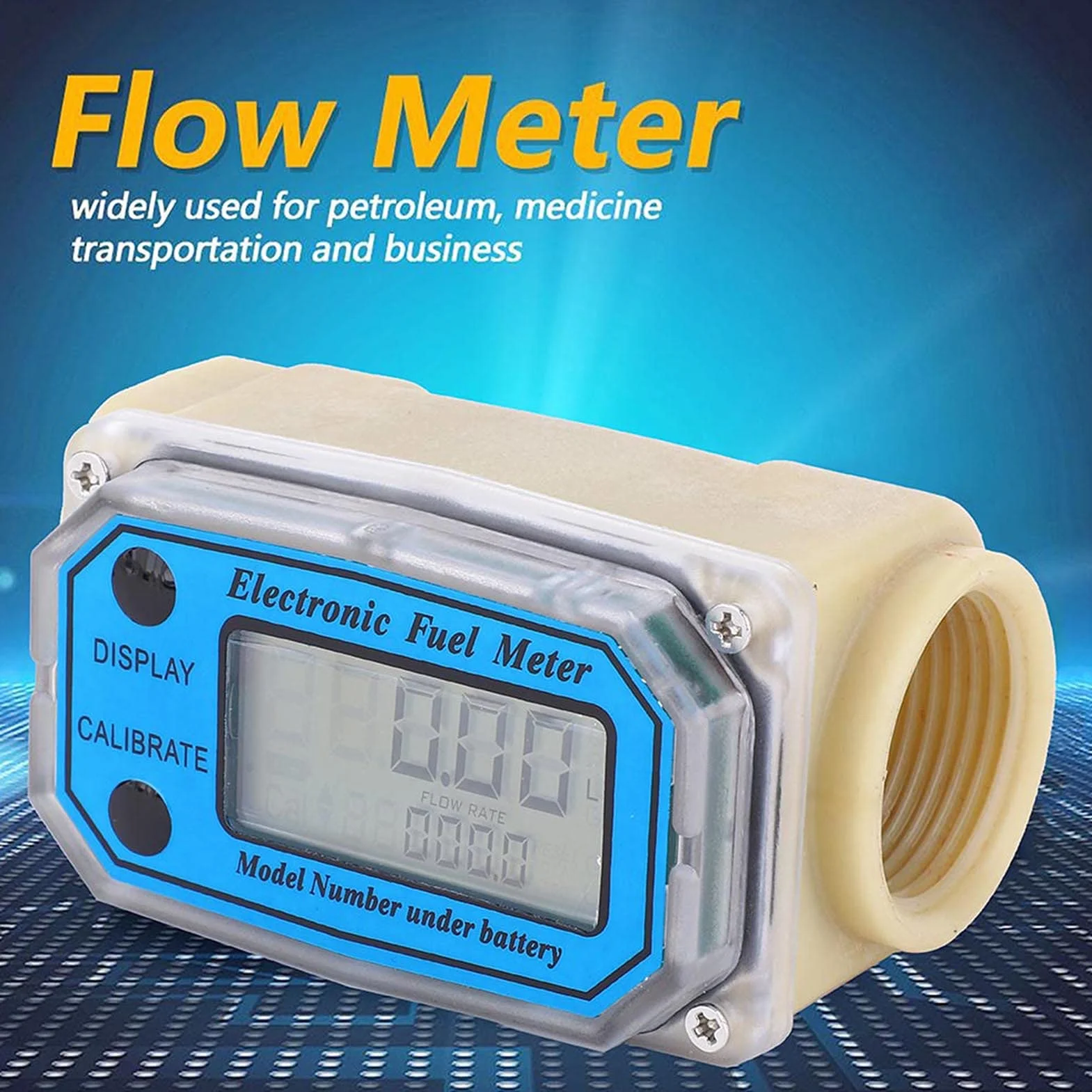 Mini Cyfrowy Przepływomierz Turbinowy LCD 15-120L/min 1" NPT do Oleju Napędowego Mocznik Nafta Benzyna 15-120L/min