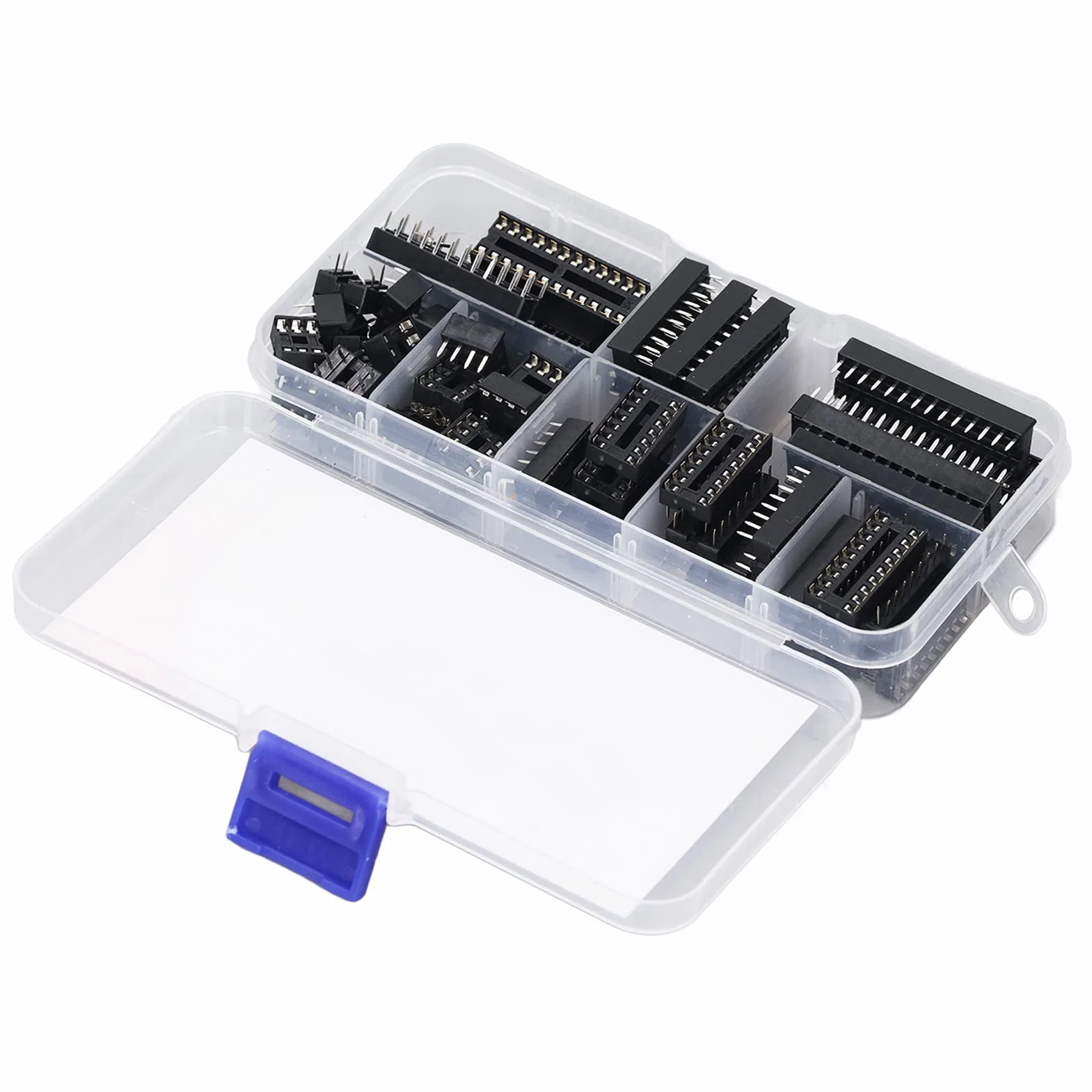 66 szt. Insualted Plastikowe Gniazdo IC DIP z Płaskim Pinem Gniazdo IC IC Zestaw Asortymentowy Zestawy Adapterów do Montażu na Płytkach Drukowanych 6P do 28P