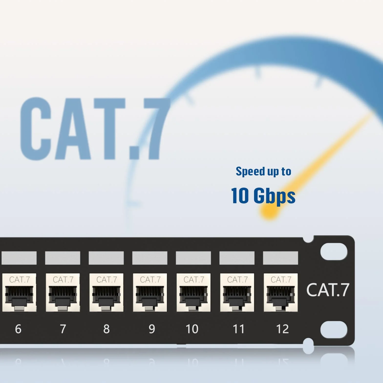 FGB 10 Gbps 1U 12 portów, panel krosowy Cat7, montowany w stelażu, panel krosowy RJ45, ekranowany łącznik Keystone z listwą tylną, okablowanie 1U Inline Keystone, do przełączników sieciowych Gigabit