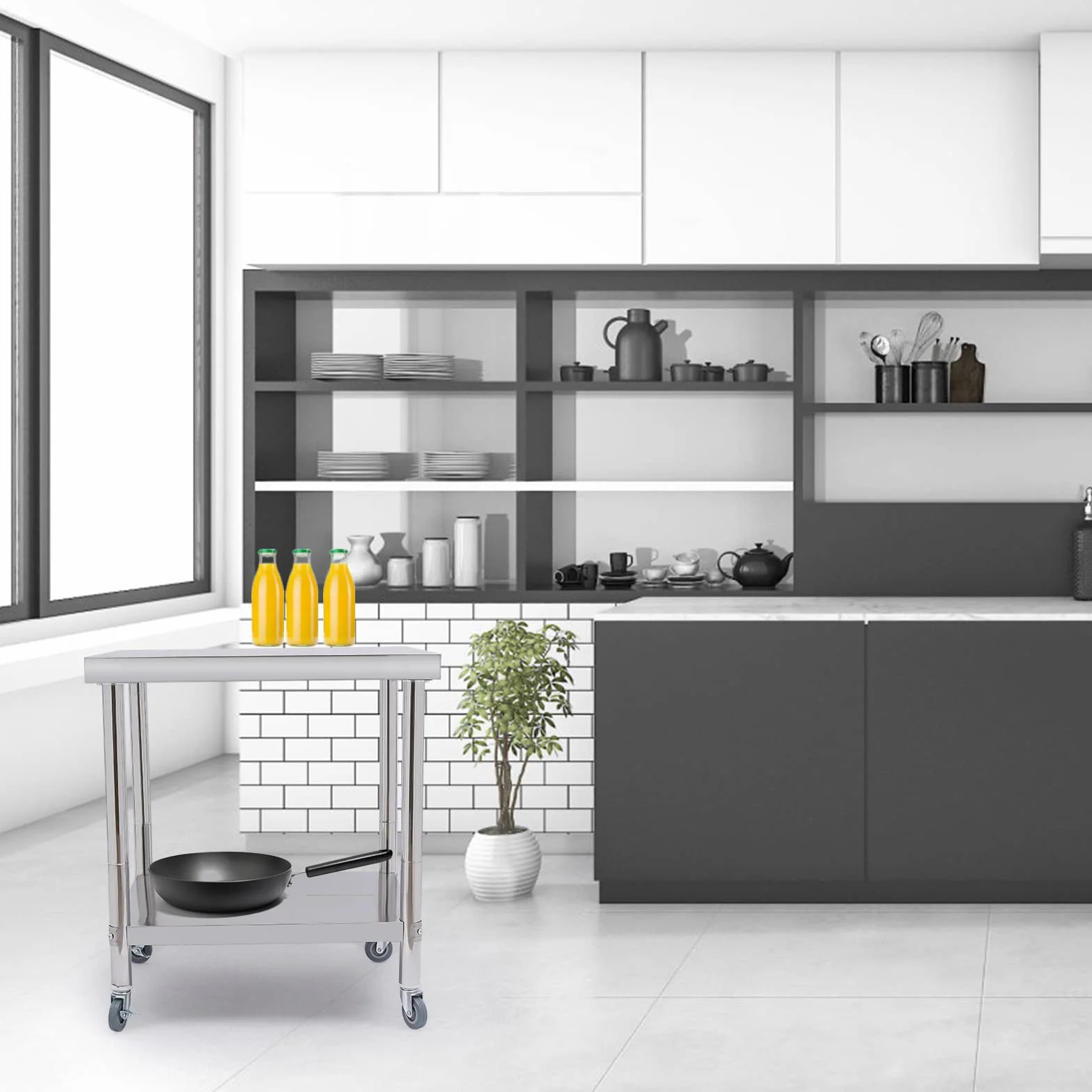 Stół ze stali nierdzewnej do przygotowania i pracy, 76 x 60 x 85 cm, stół kuchenny ze stali nierdzewnej, stół roboczy do cateringu, 300 kg, do obciążenia, stół do przygotowywania żywności, komercyjny