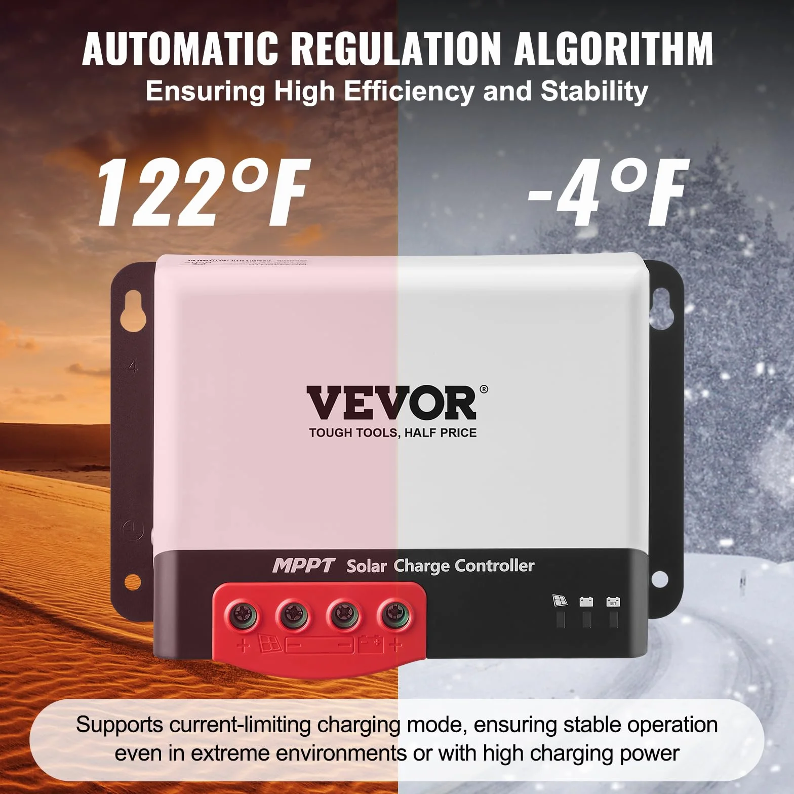 VEVOR Regulator ładowania solarnego 50 A, 12 V, 660 W/24 V, 1320 W, MPPT, moduł solarny, regulator ładowania z interfejsem komunikacyjnym TTL, kompatybilny z akumulatorami Deep Cycle, takimi jak AGM,