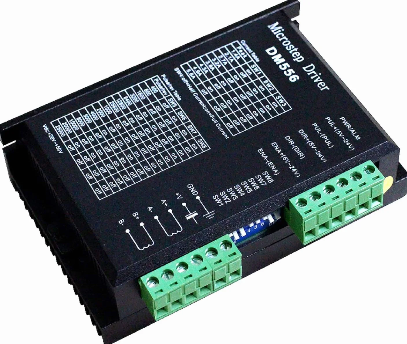CNC Cyfrowy sterownik silnika krokowego DM556 2-fazowy sterownik silnika krokowego 20-50V DC Max 5.6A 128 Dział dla silnika krokowego Nema 23, 24 i Nema 34