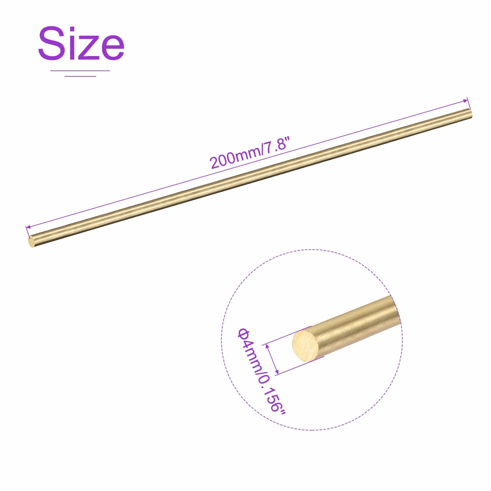 DMiotech 2 szt. 4 mm x 200 mm masywny pręt okrągły mosiądz drążki tokarskie mosiądz