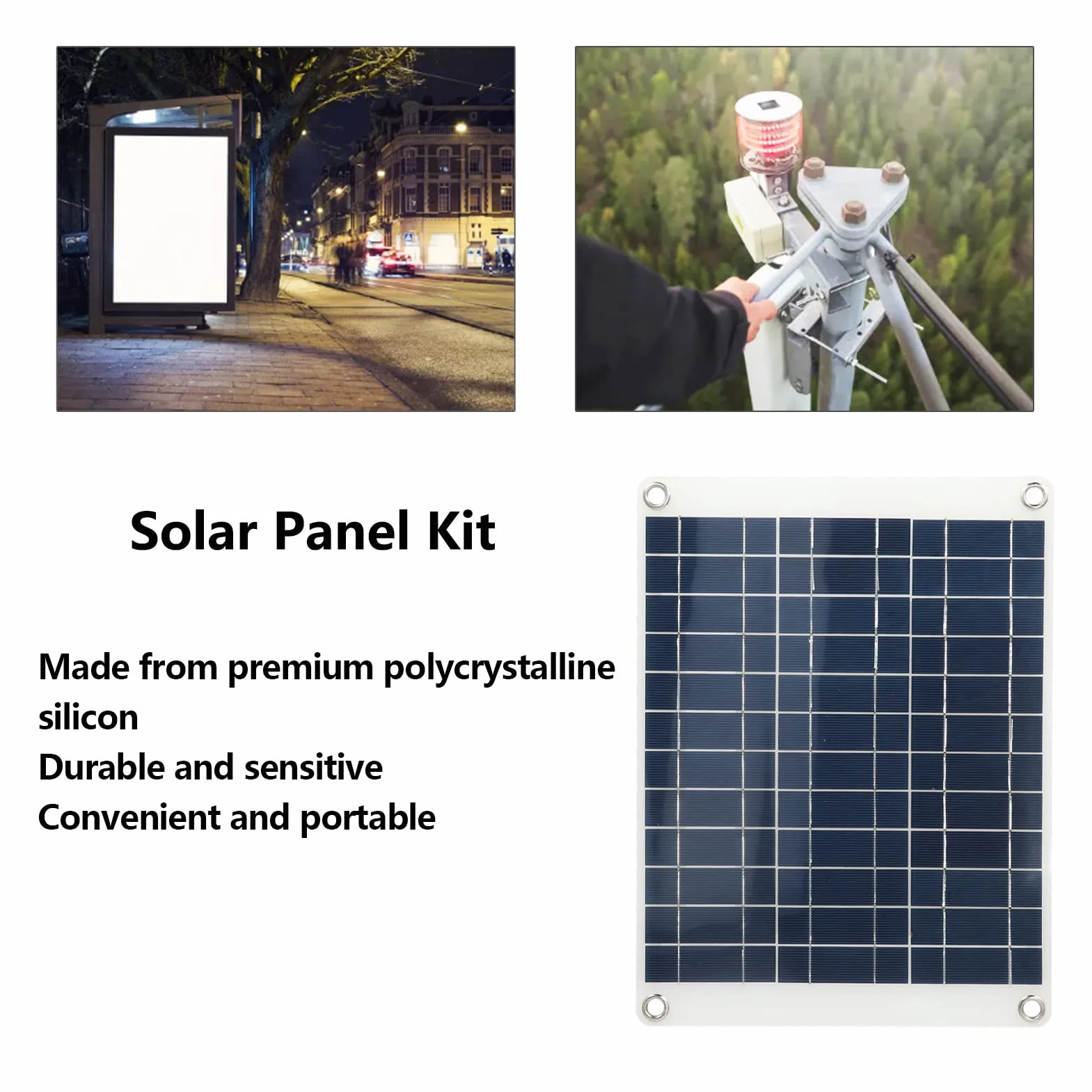 Panel Słoneczny Polikrystaliczny 15W 12V 3 Typ Połączenia Zestaw