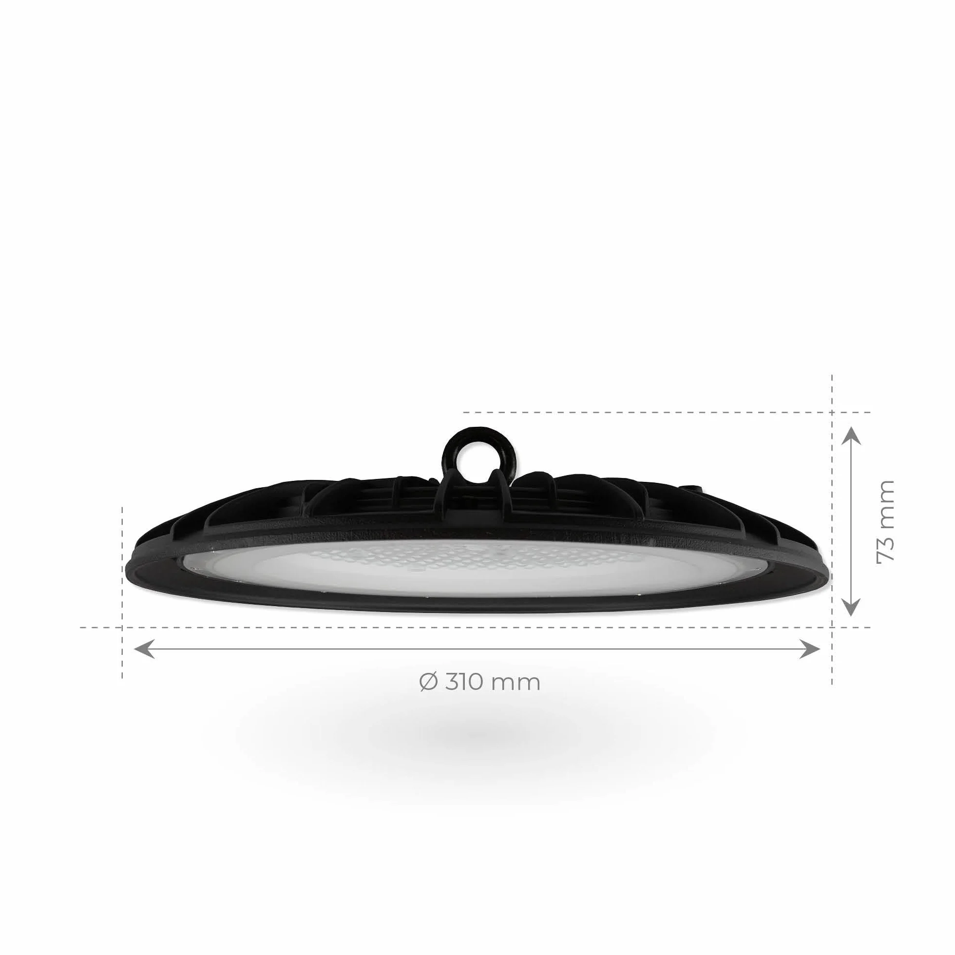Ledvion Energooszczędny czujnik LED High Bay, 150 W, 110 lm/W, 22 000 lumenów, 3000 K, IP65, możliwość ściemniania, profesjonalna lampa UFO