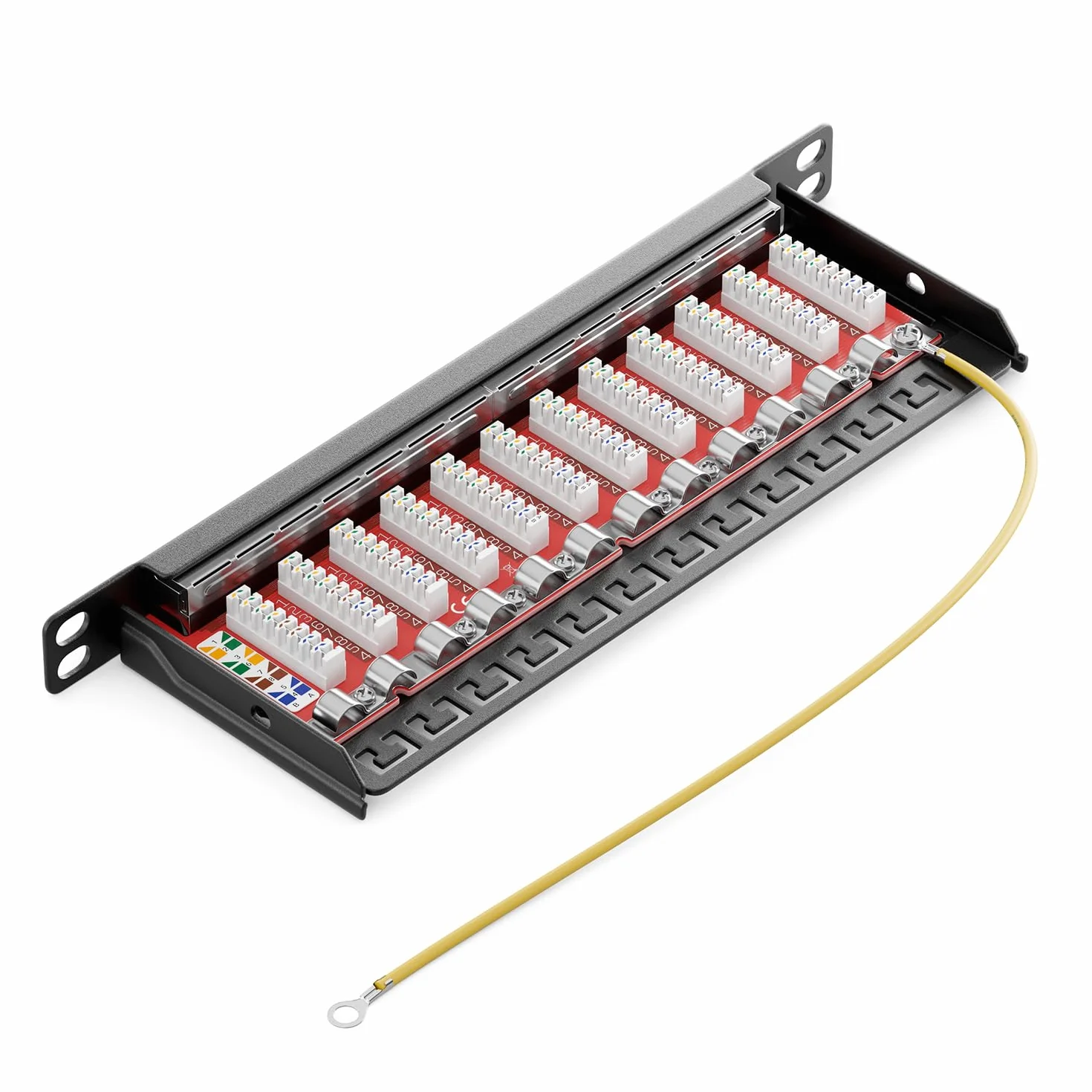 deleyCON CAT 6a 0.5U Patch Panel 12 Portów RJ45 Ekranowany RAL 9005 Czarny