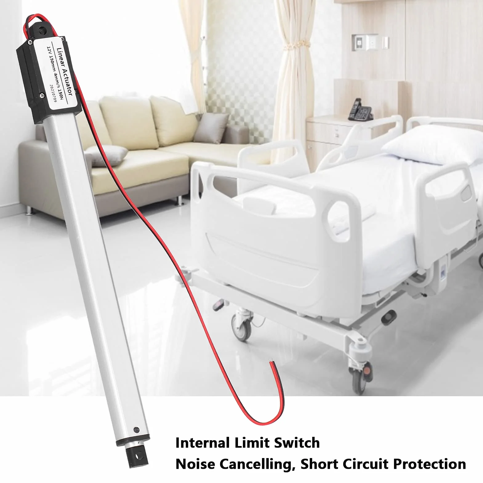 12V 150mm Mini Elektryczny Siłownik Liniowy z Wewnętrznym Wyłącznikiem Krańcowym Redukcja Szumów do Foteli Masujących Elektryczne Wózki Inwalidzkie (Skok 150mm-8mm/s-70N)