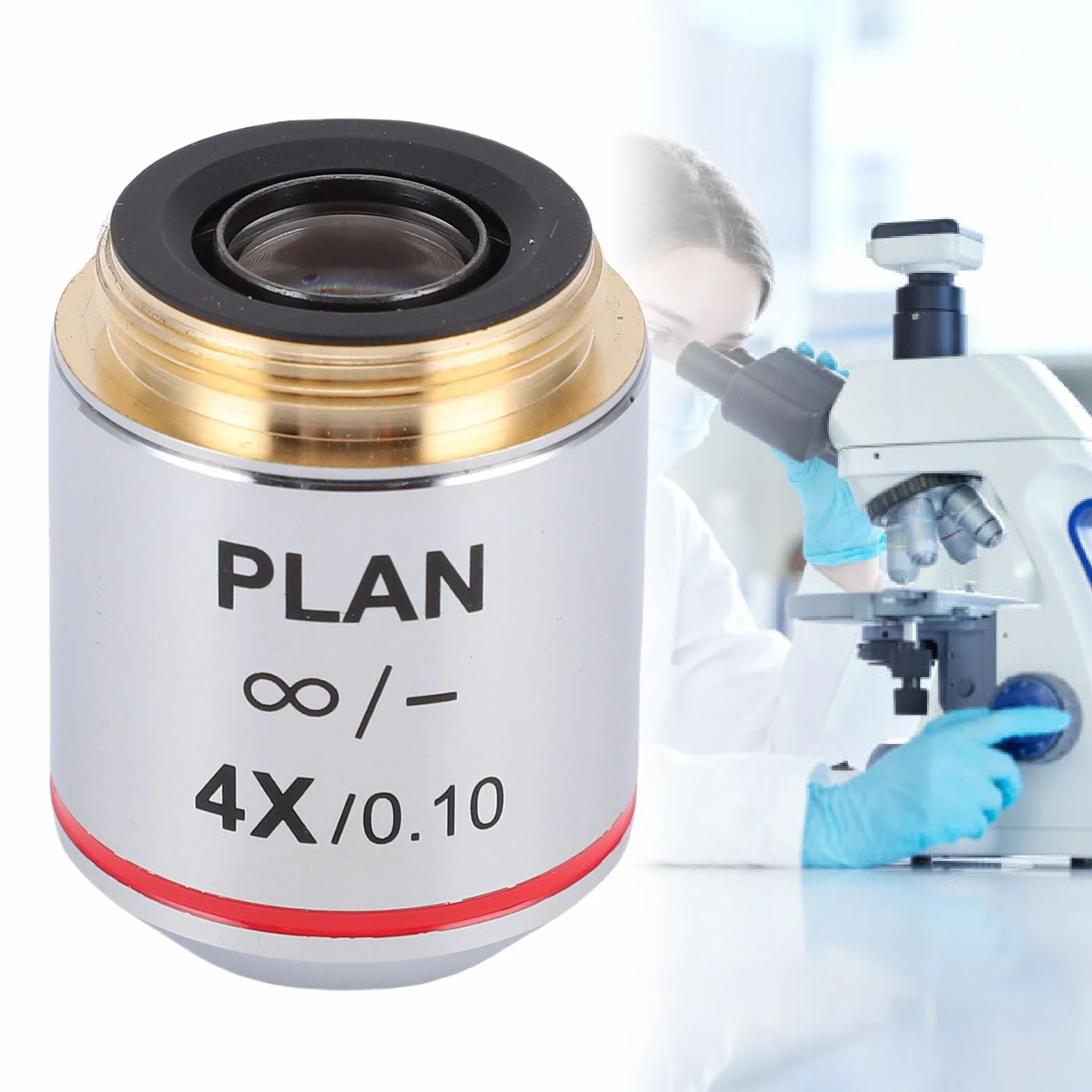 Cryfokt Biologiczna Soczewka Mikroskopu 4X Nieskończona odległość Stop Aluminium