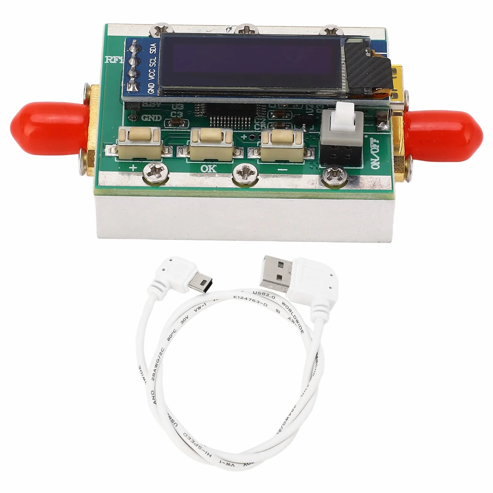 Programowalny Tłumik RF 0-31dB, Krok 1dB, 1-3800MHz, Sterowanie za pomocą Komputera PC, Interfejs RP SMA dla Instrumentów, Impedancja 50Ω, Zasilacz MiniUSB 5V