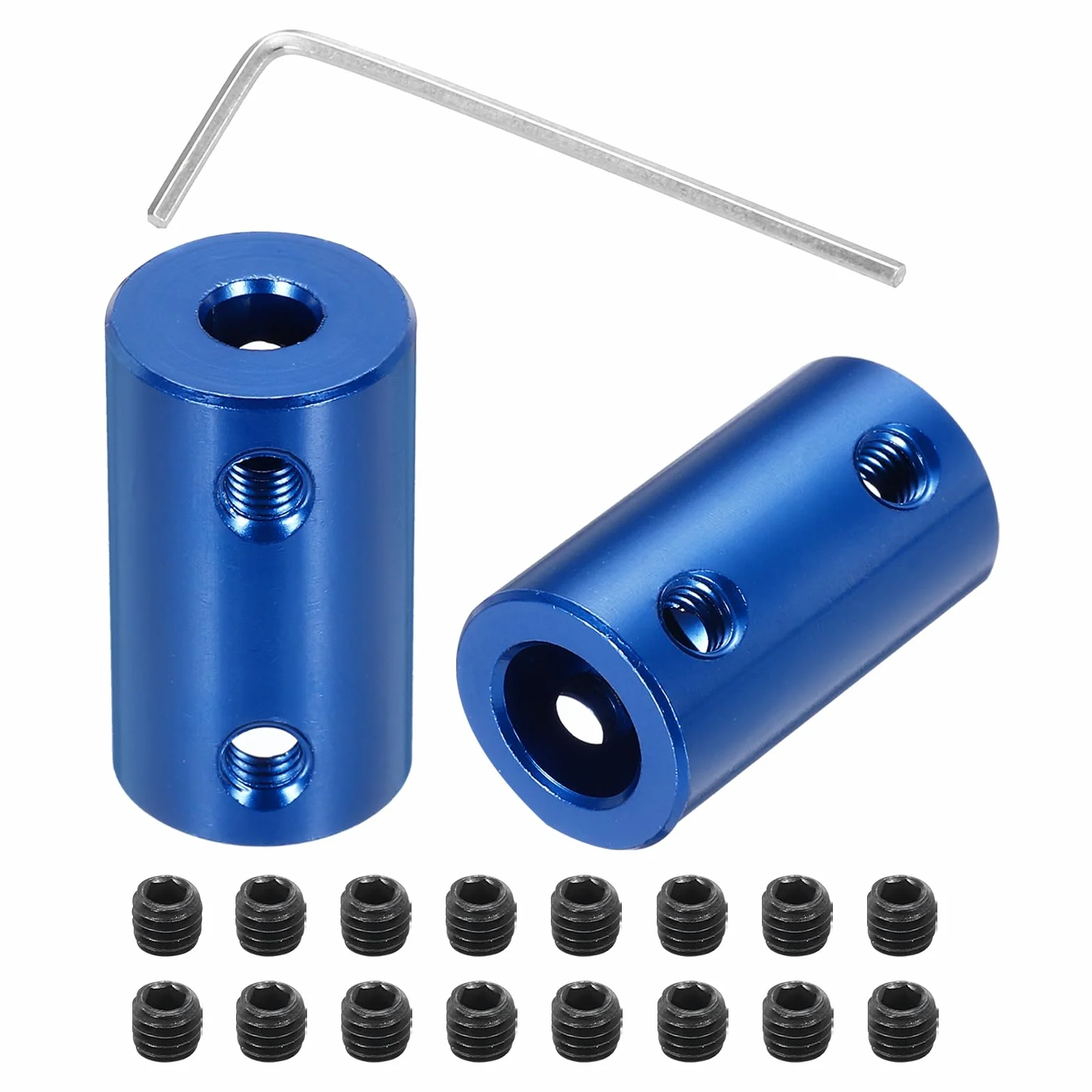 QUARKZMAN Sztywne sprzęgło śrubowe 5 mm do 8 mm, złącze wału, łącznik, dł. 25 mm x śr. 14 mm, złącze stalowe, sztywne sprzęgło zestaw do drukarki 3D "zrób to sam" z 16 śrubami, 4 sztuki