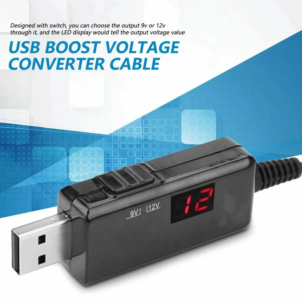Estink USB Konwerter Napięcia Boost, DC Step-up 9V/12V z Wyświetlaczem do Routera