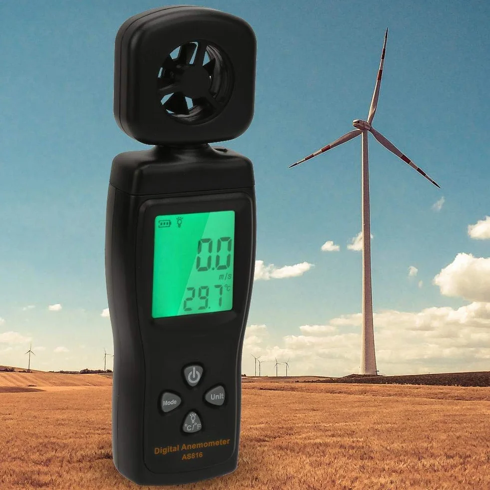 AS816 cyfrowy anemometr 0,3-30 m/s tester prędkości wiatru