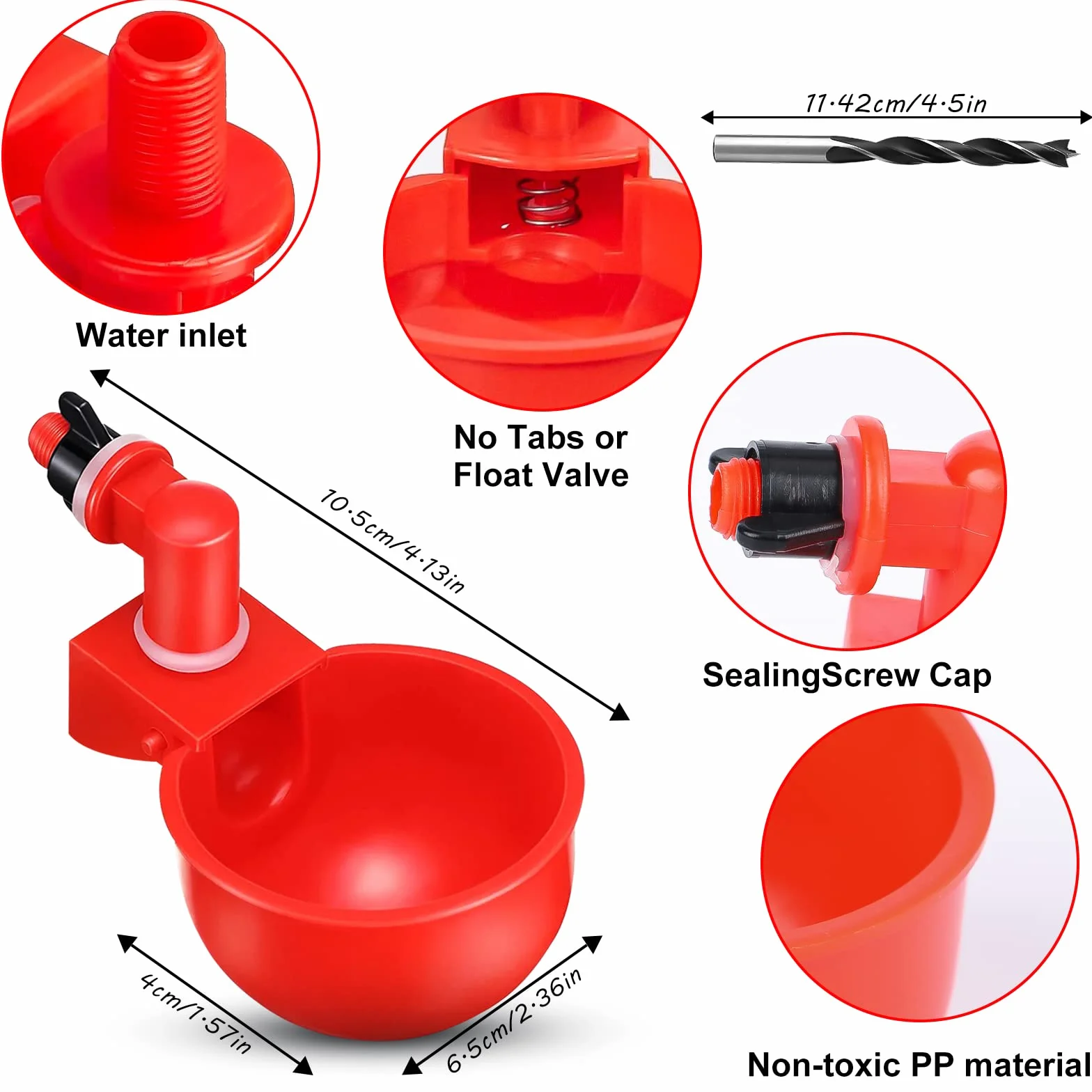 Automatyczne poidła dla drobiu, kur, kaczek, gęsi, indyków, zestaw 6 sztuk