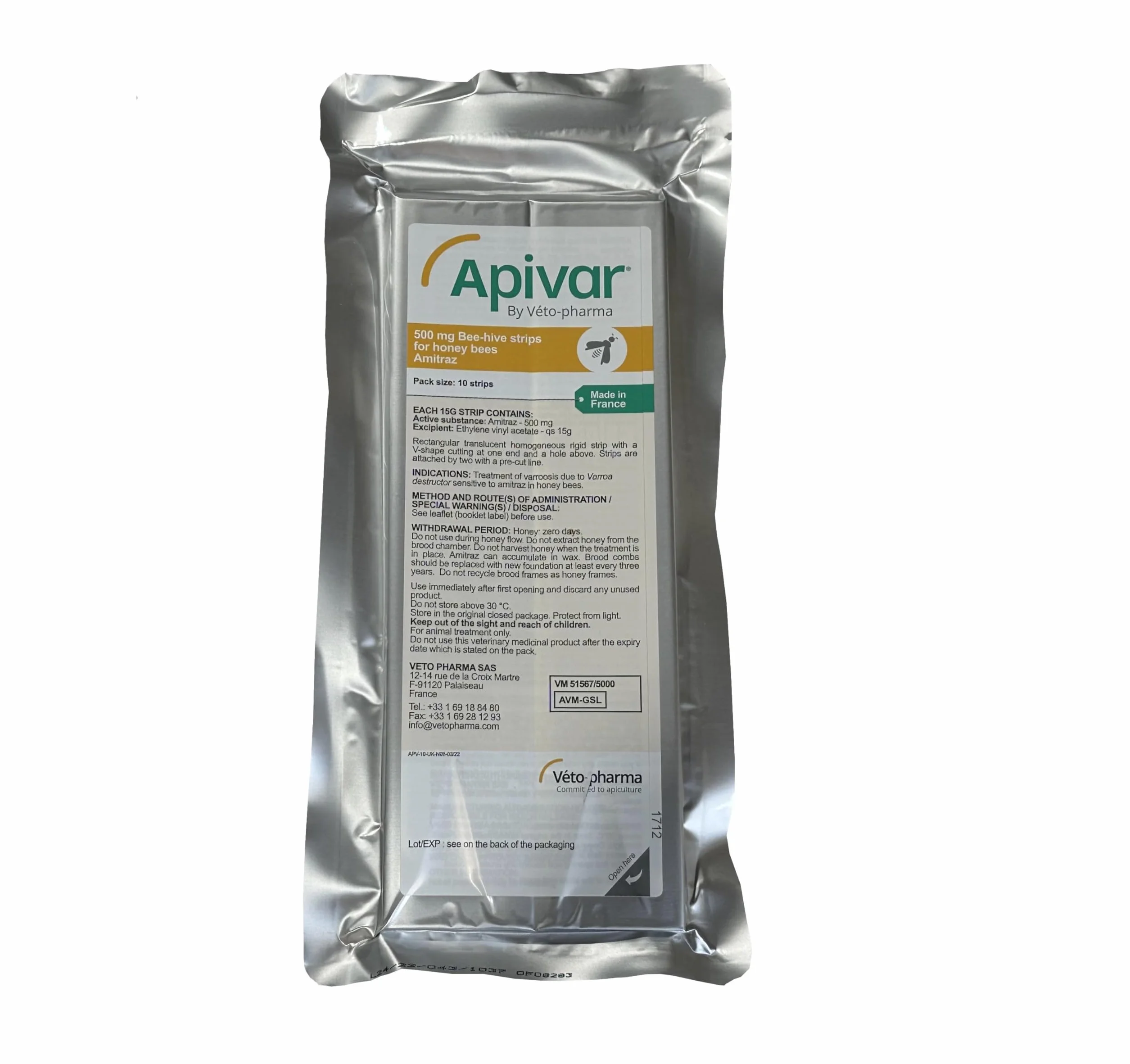 CentroVete Apivar paski do ula dla pszczół 500 mg, 10 pasków