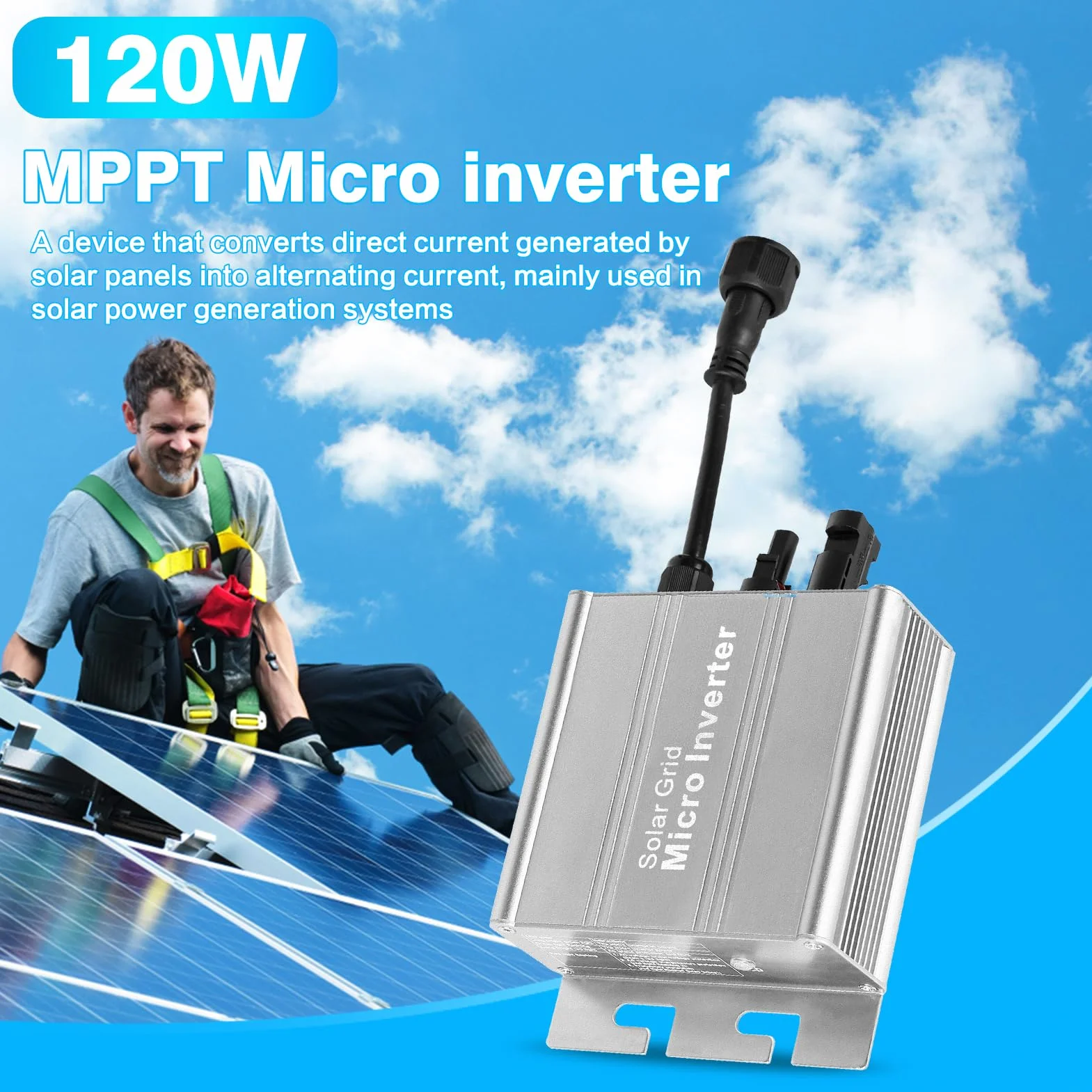 DeWin Micro Inwerter Solarny 120W PV IP65 MPPT DC10.8-30V do Panelu Słonecznego
