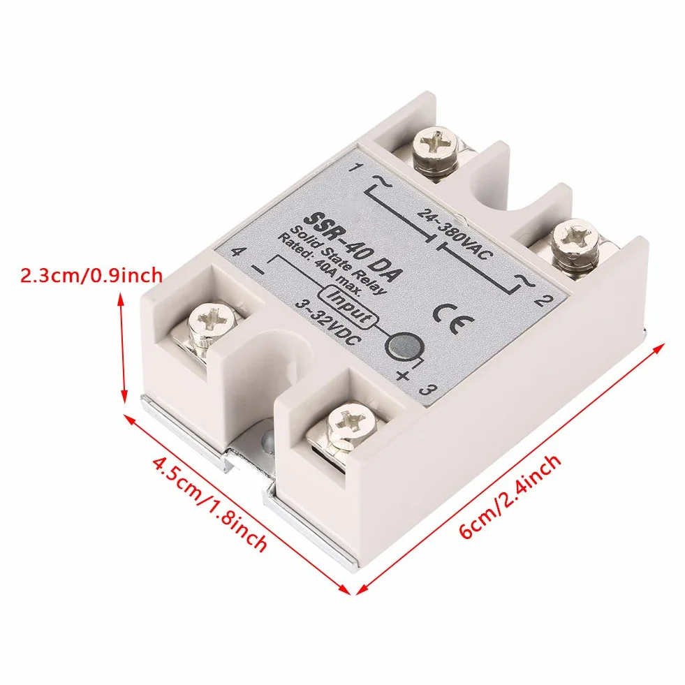 Przekaźnik półprzewodnikowy wejście DC-AC 40A moduł przekaźnika SSR 3 V-32 V DC do 24 V-380 V AC normalnie otwarty typ