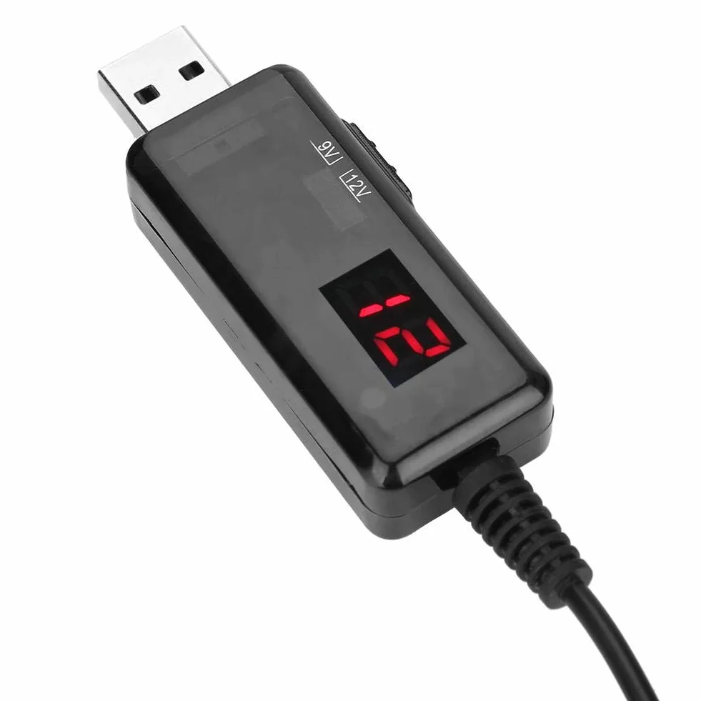 Estink USB Konwerter Napięcia Boost, DC Step-up 9V/12V z Wyświetlaczem do Routera