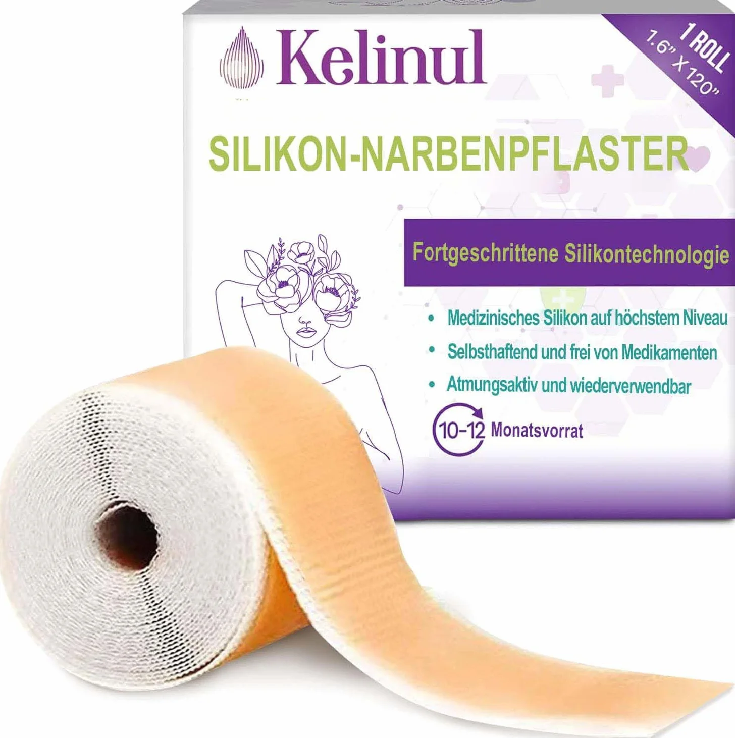 Zaawansowane arkusze z żelem silikonowym – miękkie i elastyczne paski silikonowe wielokrotnego użytku, delikatne dla skóry (rolka 4 cm x 3 m)
