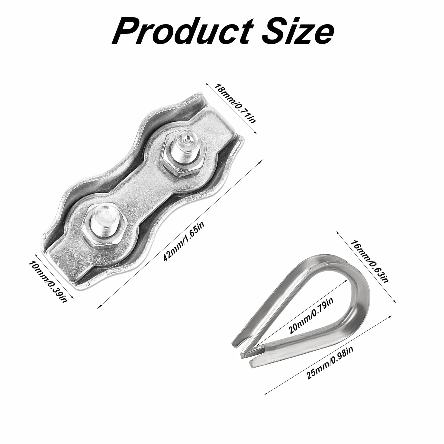 Rybtd zaciski do linek drucianych, 24 sztuki, zacisk duplex 4 mm i kausze 4 mm, stal nierdzewna 304, zacisk linowy M4, zacisk linowy do liny stalowej 3 mm, olinowanie