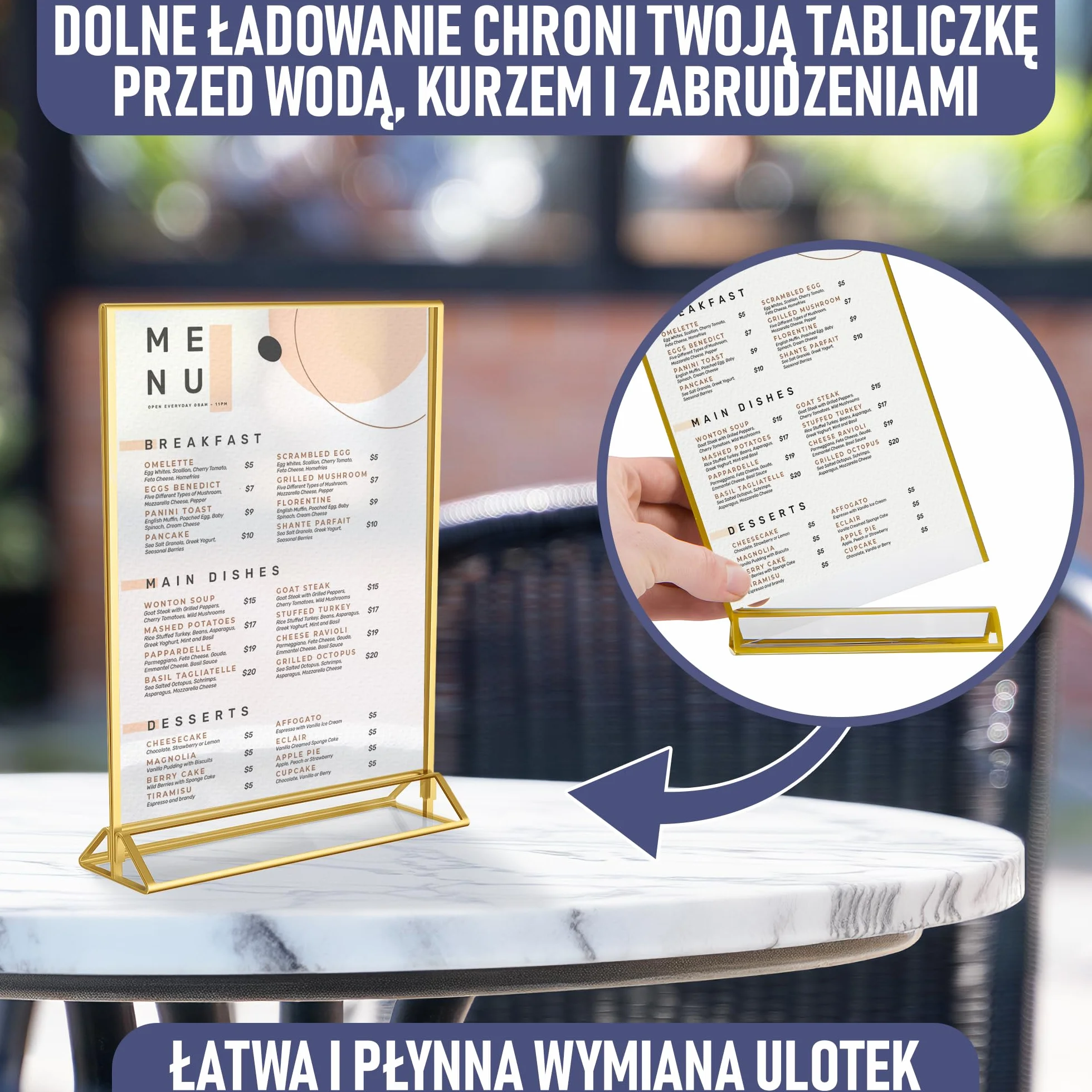 Dwustronne Złote Ramki, Zestaw 6 Szt. A5, Akrylowe Uchwyty Na Numery Stolików, Przezroczyste Stojaki Na Tabliczki, Złote Ramki Na Numery Stolików Weselnych, Uchwyty Na Menu I Zdjęć Na Wydarzenia