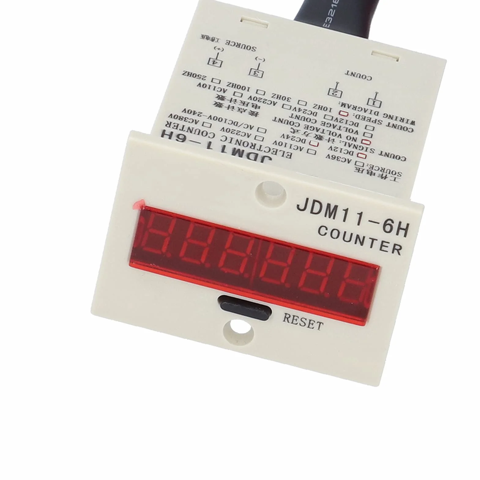 Cyfrowy licznik wyświetlacza, kontakt poziomu czujnika Magnetyczny metalowy obiekt Ciągła praca Przemysłowy panel zliczający Reset JDM11-6H(DC12-24V)