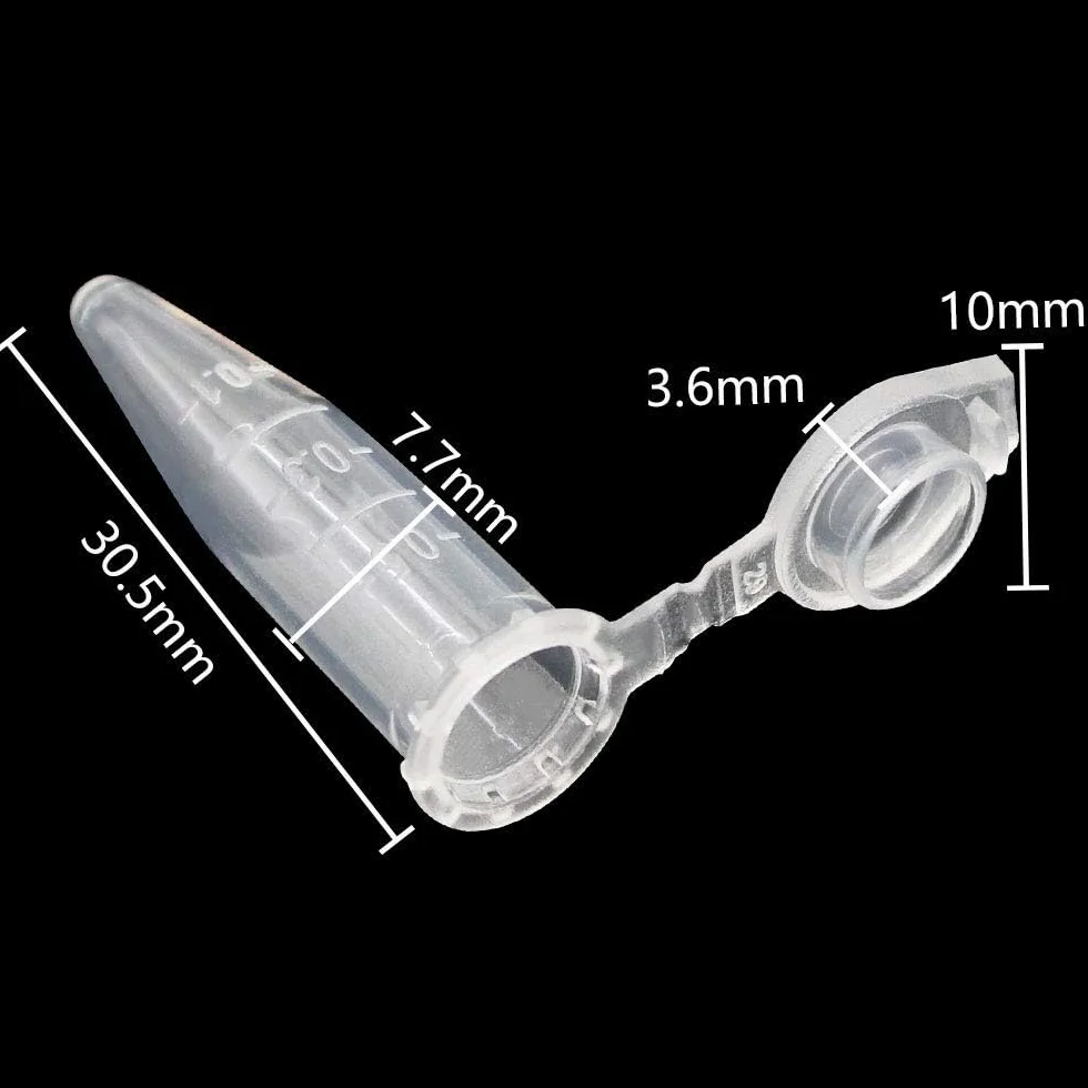 200 sztuk probówek do mikrowirówki w skali 0,5 ml, plastikowe probówki do mikrowirówki z dołączoną nasadką zatrzaskową do probówek do wirówek laboratoryjnych, butelek na próbki, laboratoryjne materiały eksploatacyjne