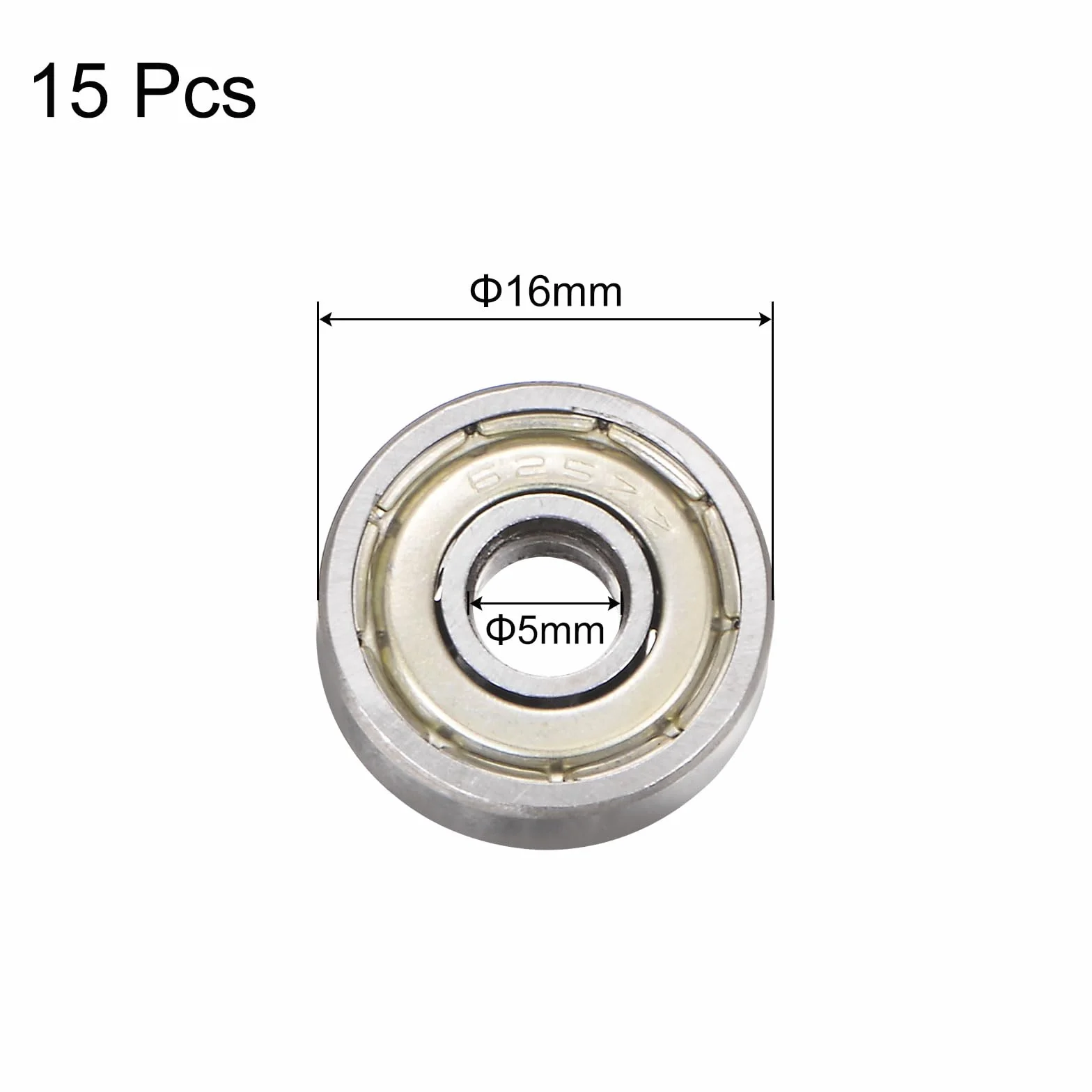 QUARKZMAN 15 szt. 625ZZ głębokie rowki łożysko kulkowe 5 mm otwór 16 mm AD 5 mm grubsze węgielki stal materiałowa podwójnie ekranowane łożyska ABEC3 Z1 do silników