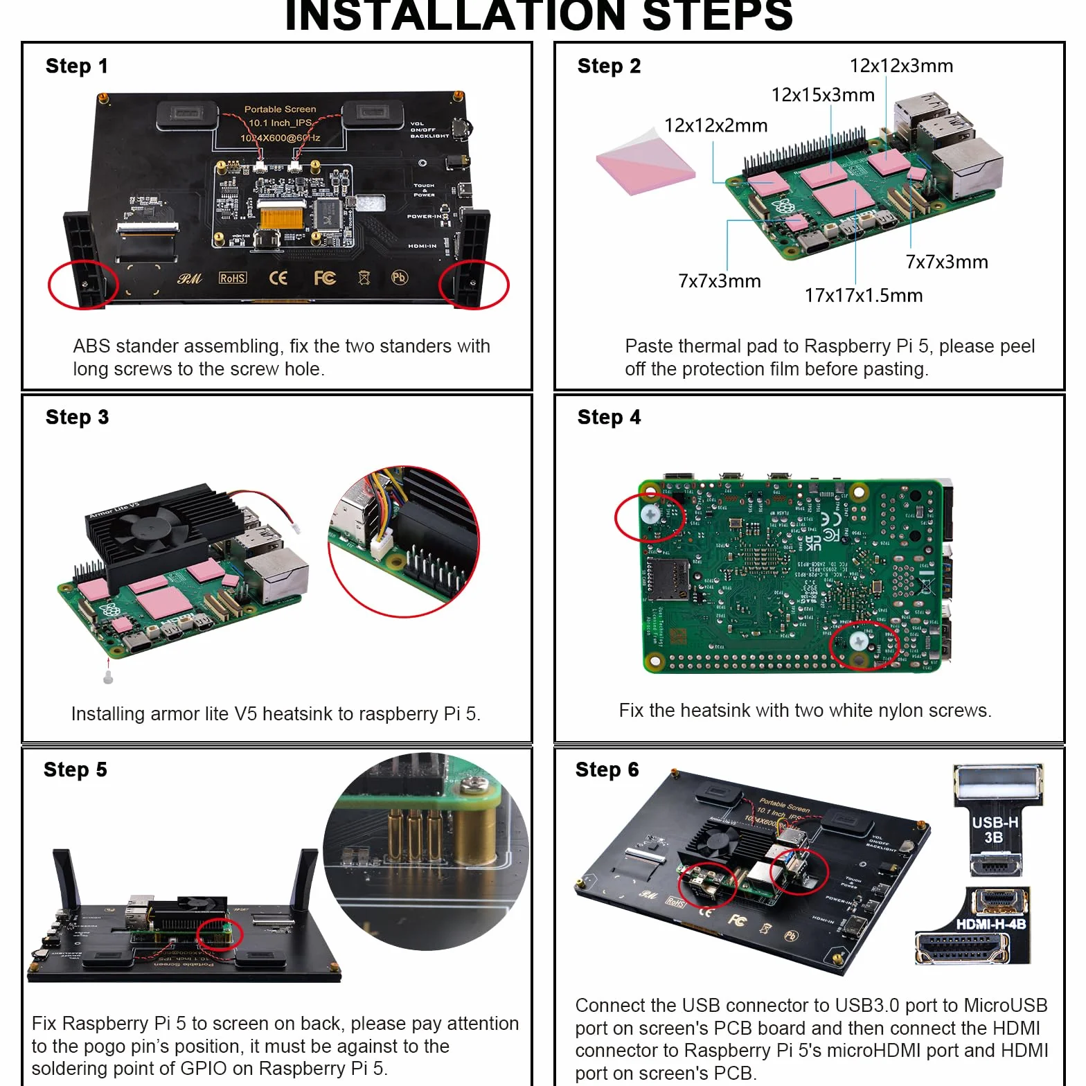 GeeekPi 10,1 calowy pojemnościowy ekran dotykowy, monitor HDMI IPS 1024x600 Wyświetlacz LCD z podwójnymi głośnikami dla Raspberry Pi 5/4B/3B+/3B, z otworem montażowym do instalacji płyty Raspberry Pi