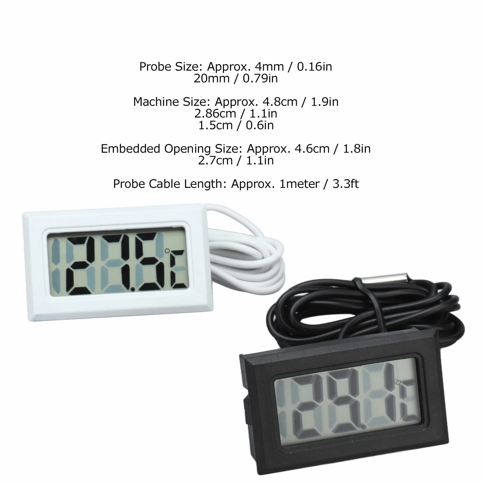 2 szt. Elektroniczny Termometr Cyfrowy Wodoodporny Miernik Temperatury Sondy z Wyświetlaczem do Wykrywania Pod wodą -50 ℃ ~ 110 ℃ (czarny biały)