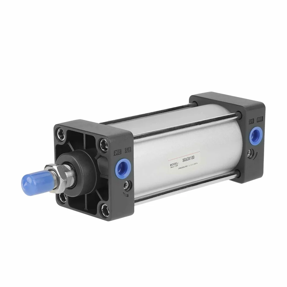 Pneumatyczny siłownik pneumatyczny ze stopu aluminium 100mm skok 63mm otwór przykręcany tłoczysko pneumatyczny siłownik pneumatyczny podwójnego działania 0,1-1,0 MPa