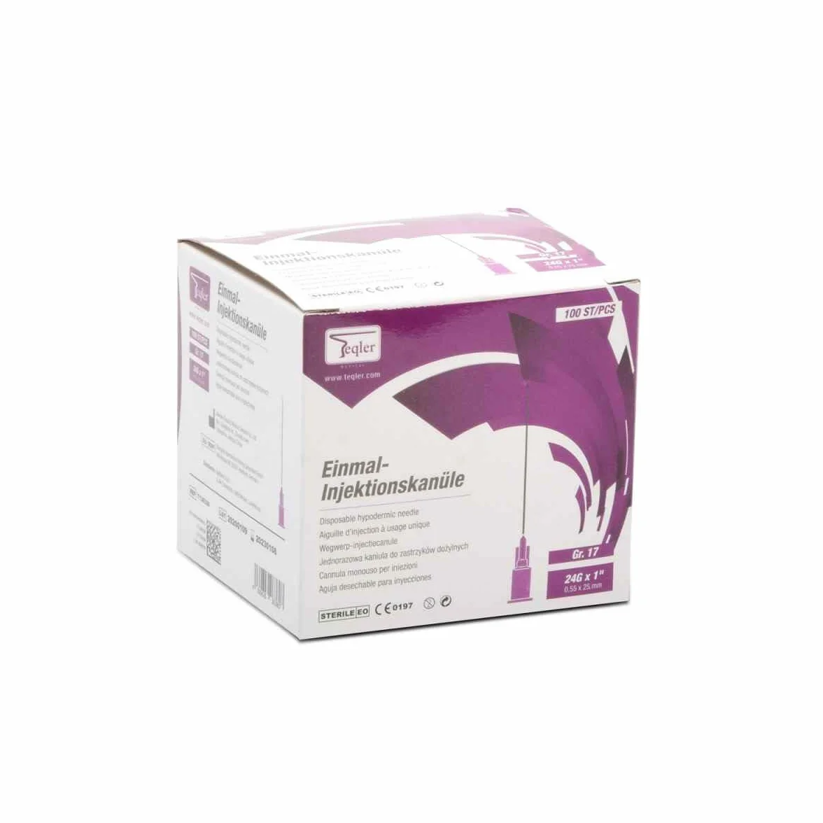 Teqler Pojedyncze igły 24 G x 1, 0,55 x 25 mm (fioletowe)