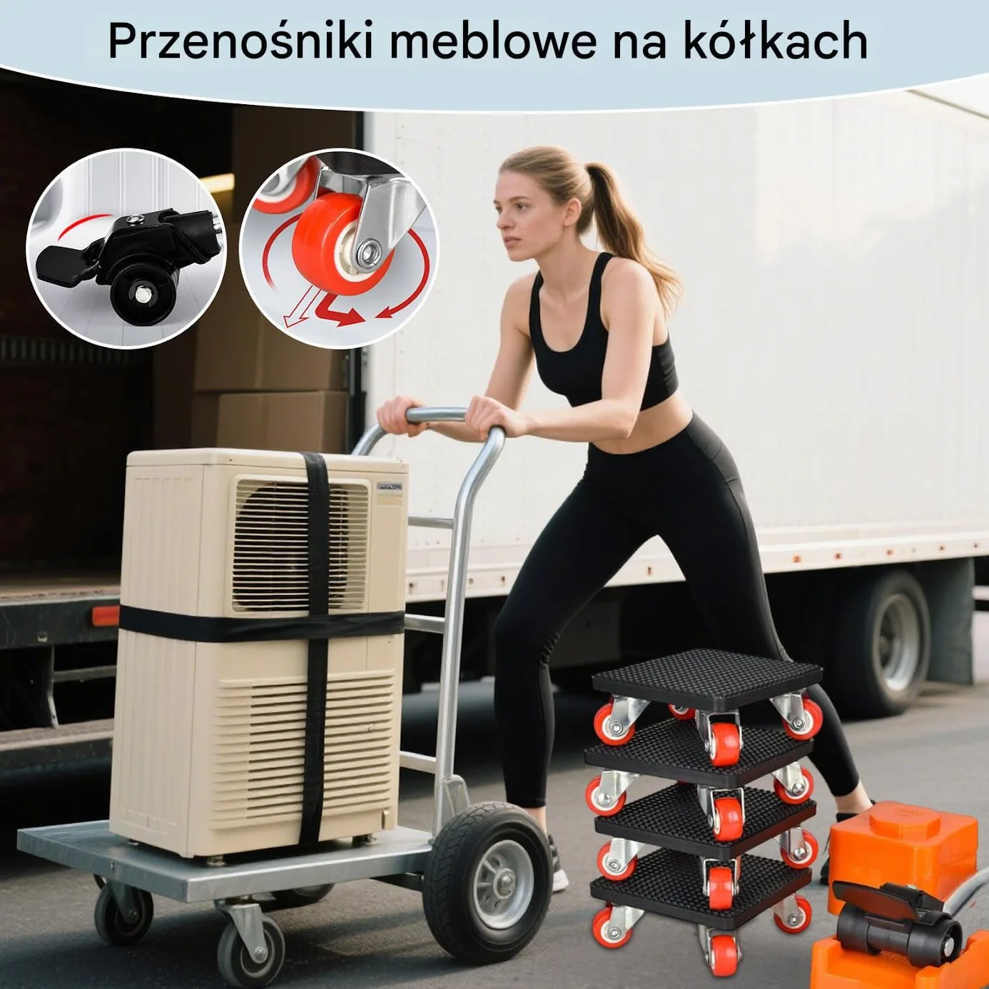 Przesuwaki Do Mebli Na Kółkach | 500 Kg Wózki Transportowe Do Użytku Domowego,Obrotowy Podnośnik 360° Sprzętów I Mebli Włączając Fortepian Stół Szafę Kanapę Lodówkę Pranie