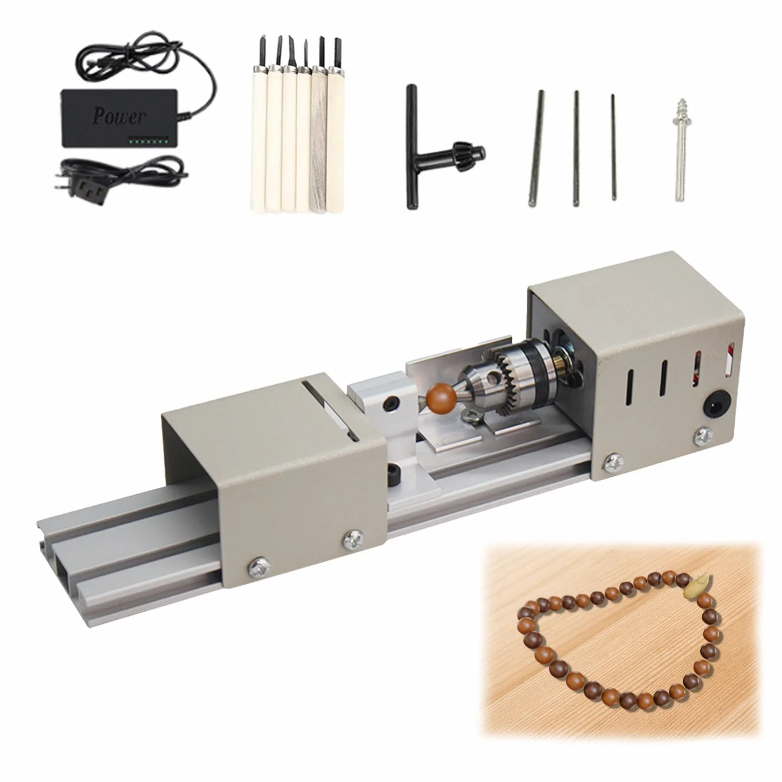 Mini tokarka do metalu 96 W 4000-9000 obr/min 7 prędkości zakres zacisku 0,6-6 mm stołowa