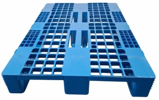 Paleta Plastikowa 120x80 Ażurowa na Płozach Niebieska 1280WN