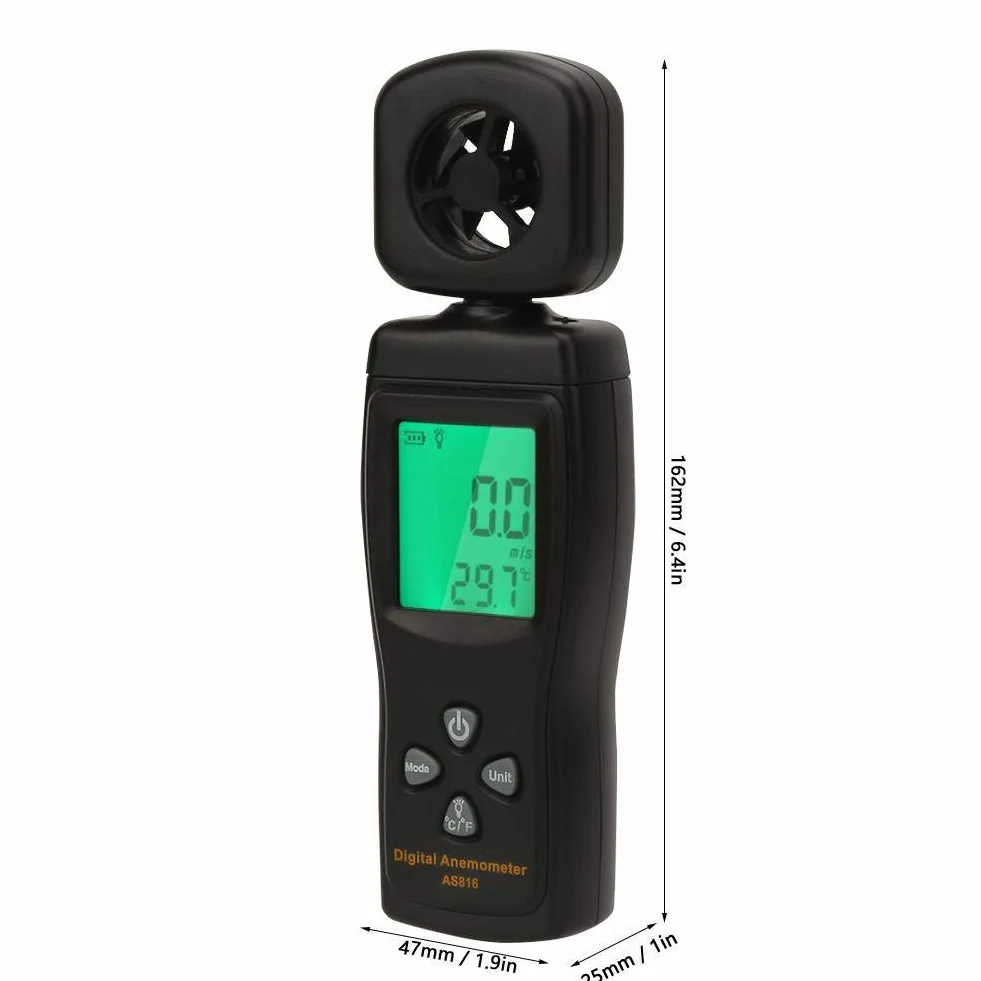 AS816 cyfrowy anemometr 0,3-30 m/s tester prędkości wiatru