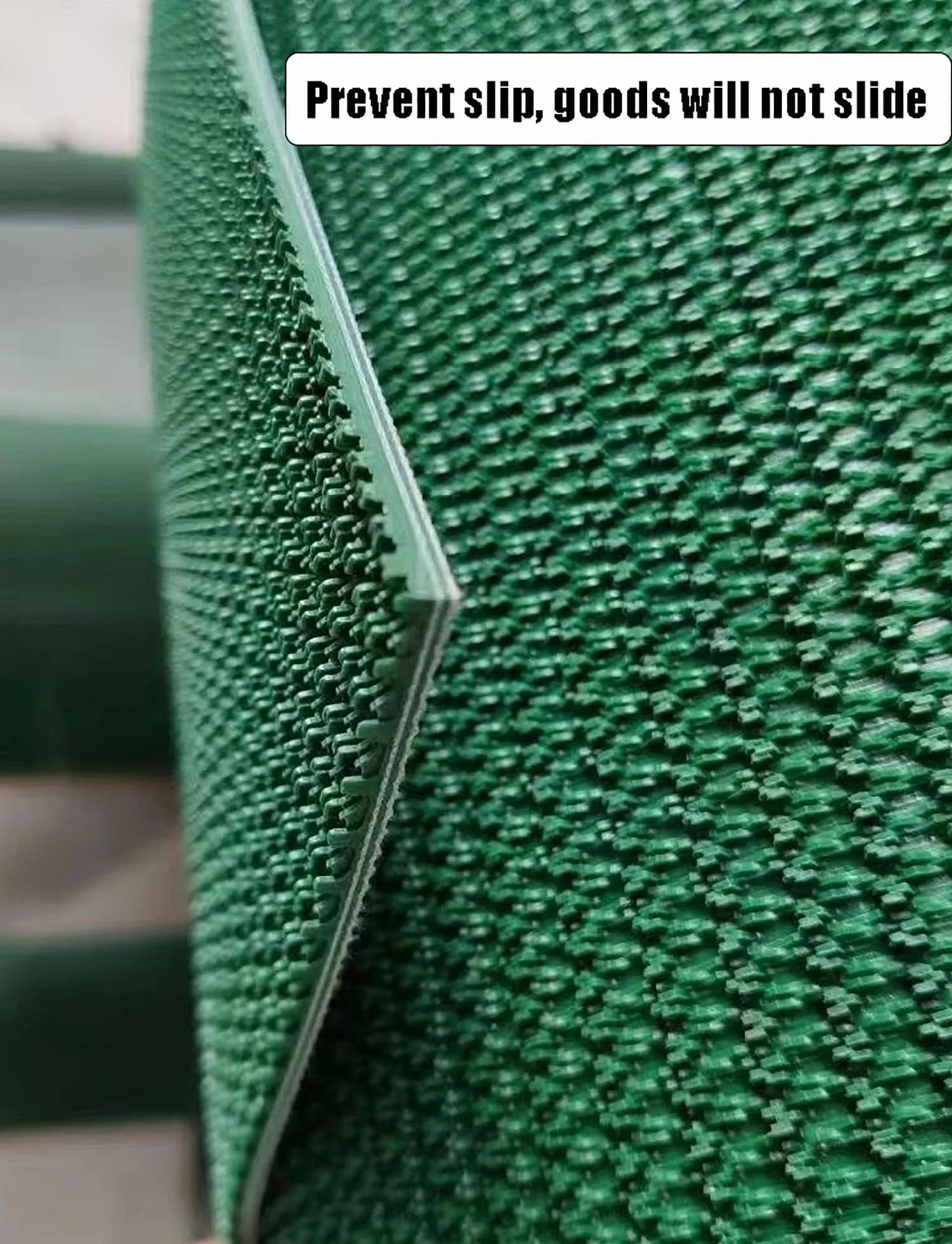 Pogrubiony antypoślizgowy zielony przenośnik taśmowy z PCW do wzoru trawnika 1100 x 230 x 5 mm idealny do małych fabryk opakowań studencki wózek transportowy pas transmisyjny.