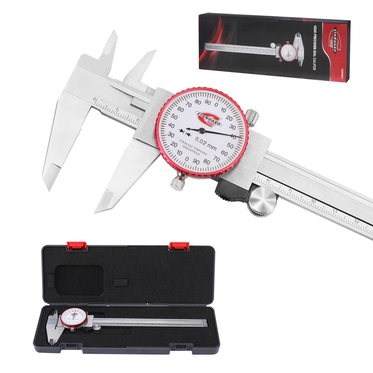 Suwmiarka metryczna z suwmiarką, zakres 0-150 mm, precyzyjna suwmiarka analogowa, dokładność ±0,02 mm, ręczna mechaniczna, metalowa, ze stali nierdzewnej, z 4-kierunkowym pomiarem
