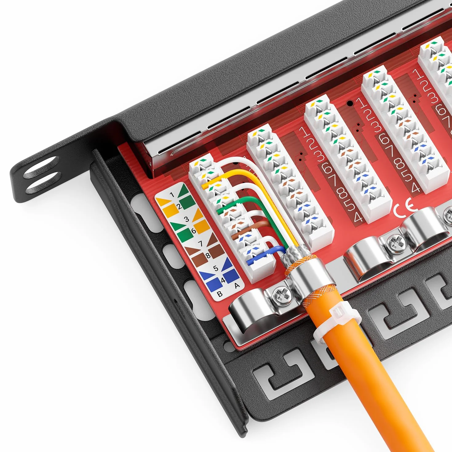 deleyCON CAT 6a 0.5U Patch Panel 12 Portów RJ45 Ekranowany RAL 9005 Czarny