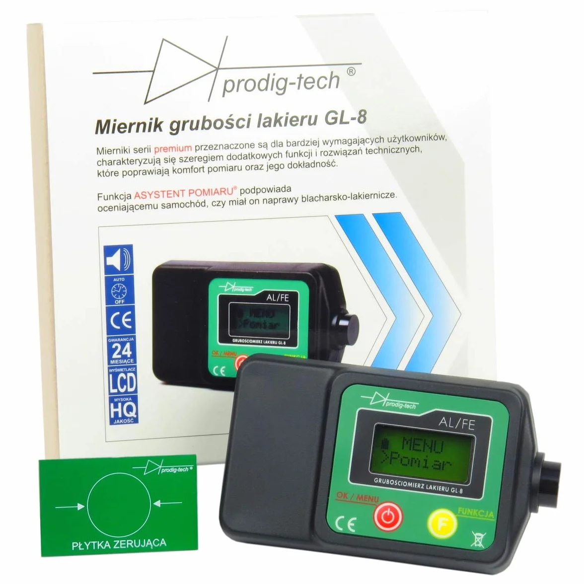 Miernik grubości lakieru GL-8 (PL/EN/DE) | Sonda wbudowana ruchoma | Grubościomierz lakieru samochodowego | Tester lakieru | Miernik grubości farby na samochodzie | Stal, stal ocynkowana, aluminium | Asystent Pomiaru®