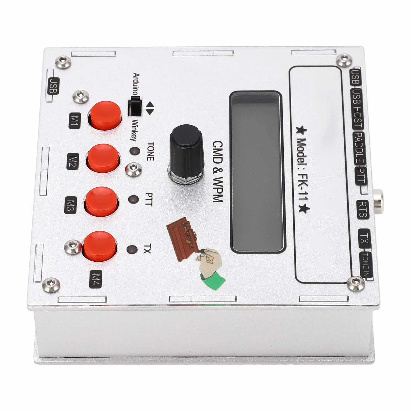 K3NG keyer, lekki, wielofunkcyjny klucz Morsecode K3NG, z kompaktowego stopu aluminium, do wyświetlacza LCD