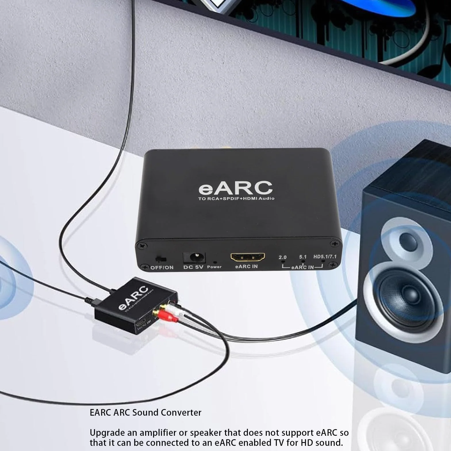 Ekstraktor Dźwięku EARC ARC, Ekstraktor Dźwięku HDMI ARC, Interfejs Multimedialny HD, Wyjście Optyczne 3,5 Mm, Adapter Multimedialny HD do Wzmacniacza Głośników HDTV
